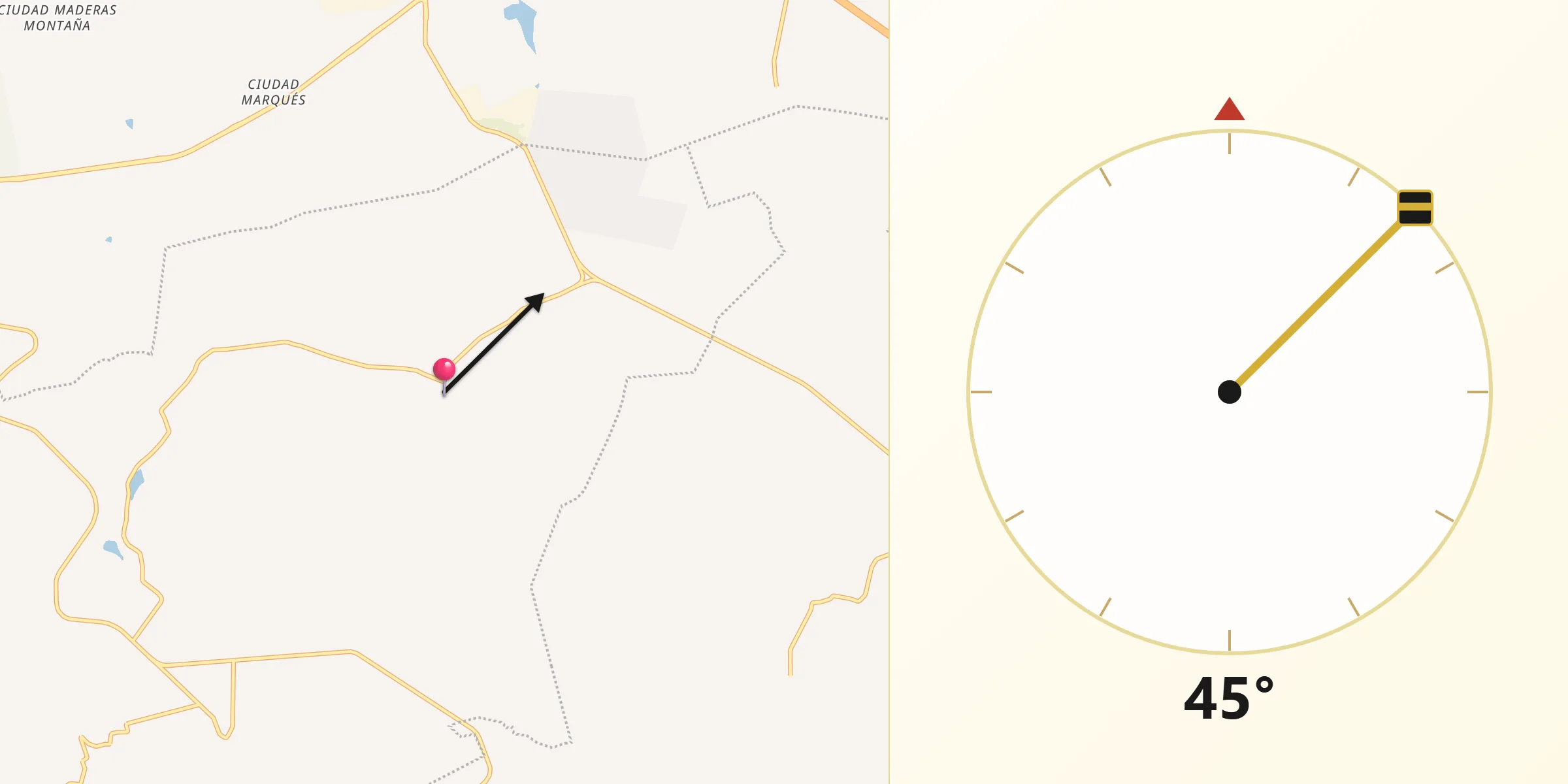 Dirección de la Qibla desde Los Cues