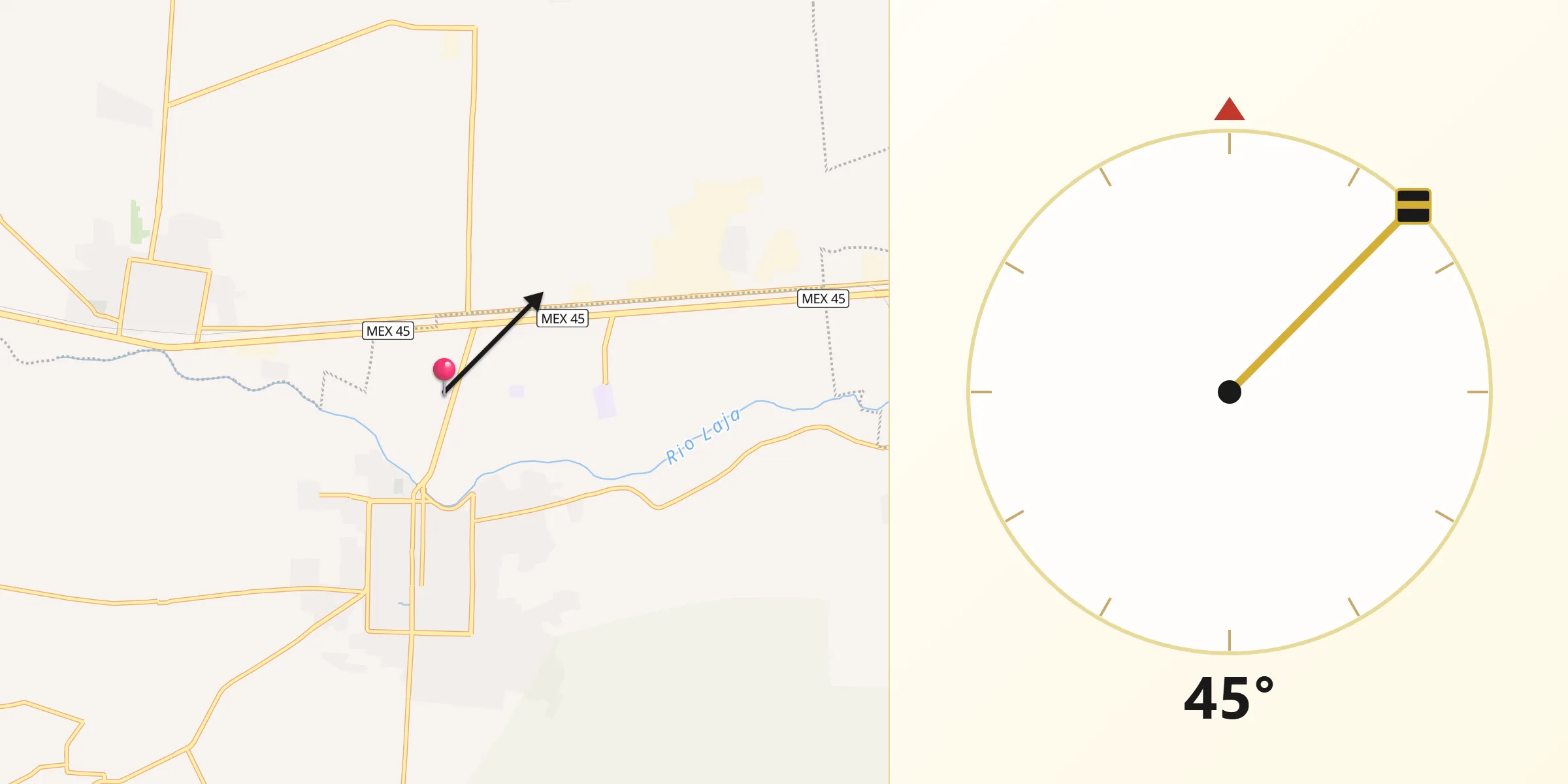 Dirección de la Qibla desde Colonia la Calzada (La Olla)