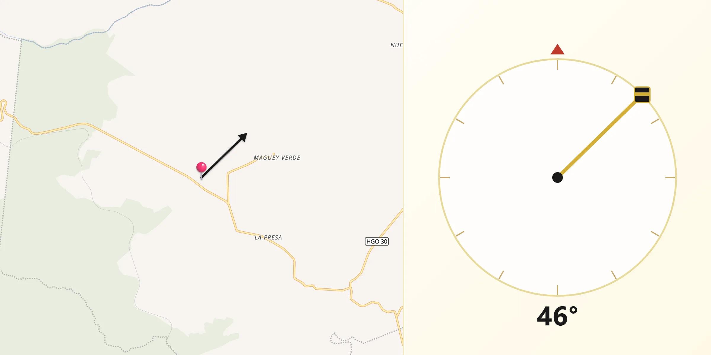 Dirección de la Qibla desde San Joaquín