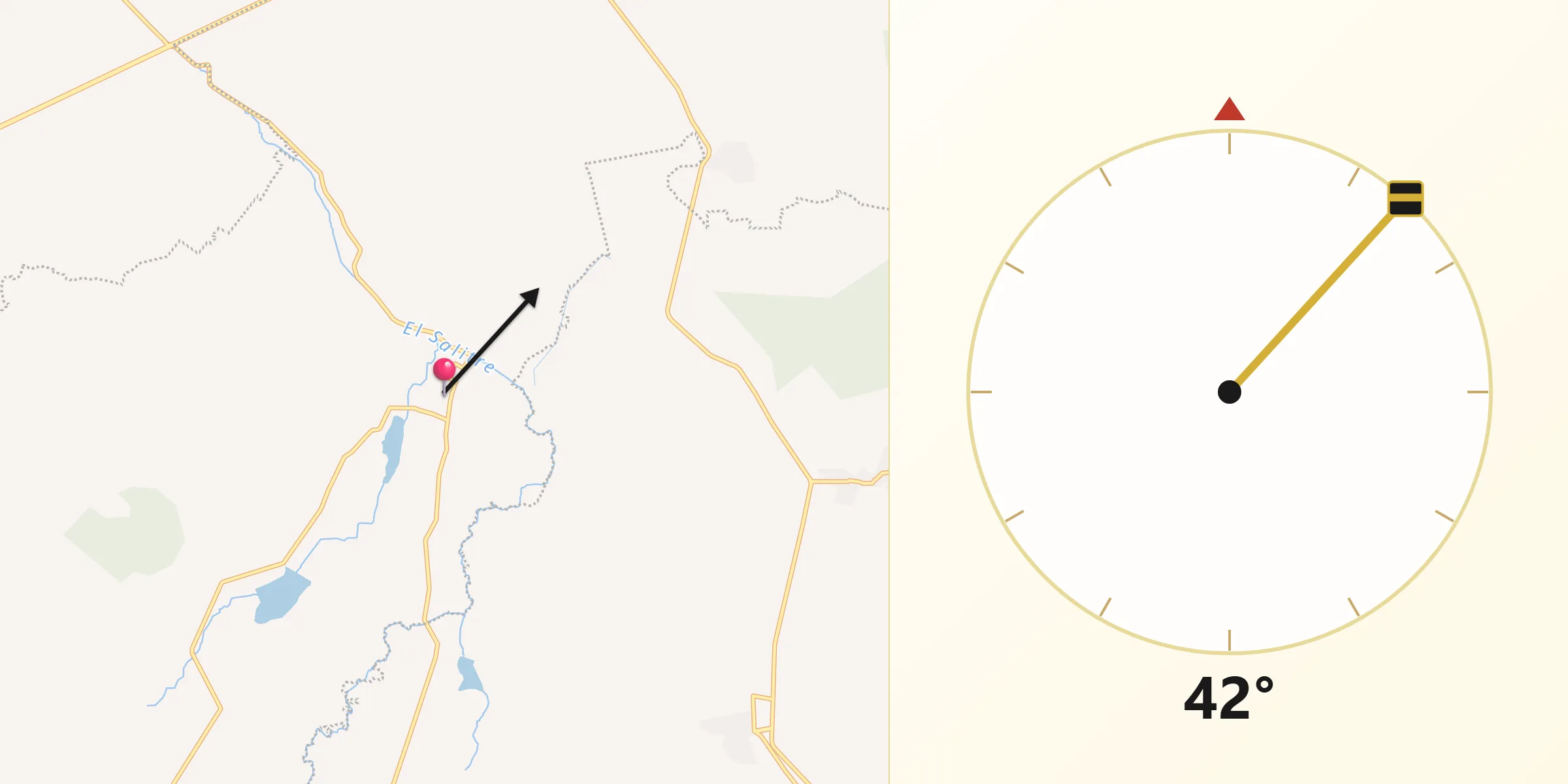 Dirección de la Qibla desde El Salitre