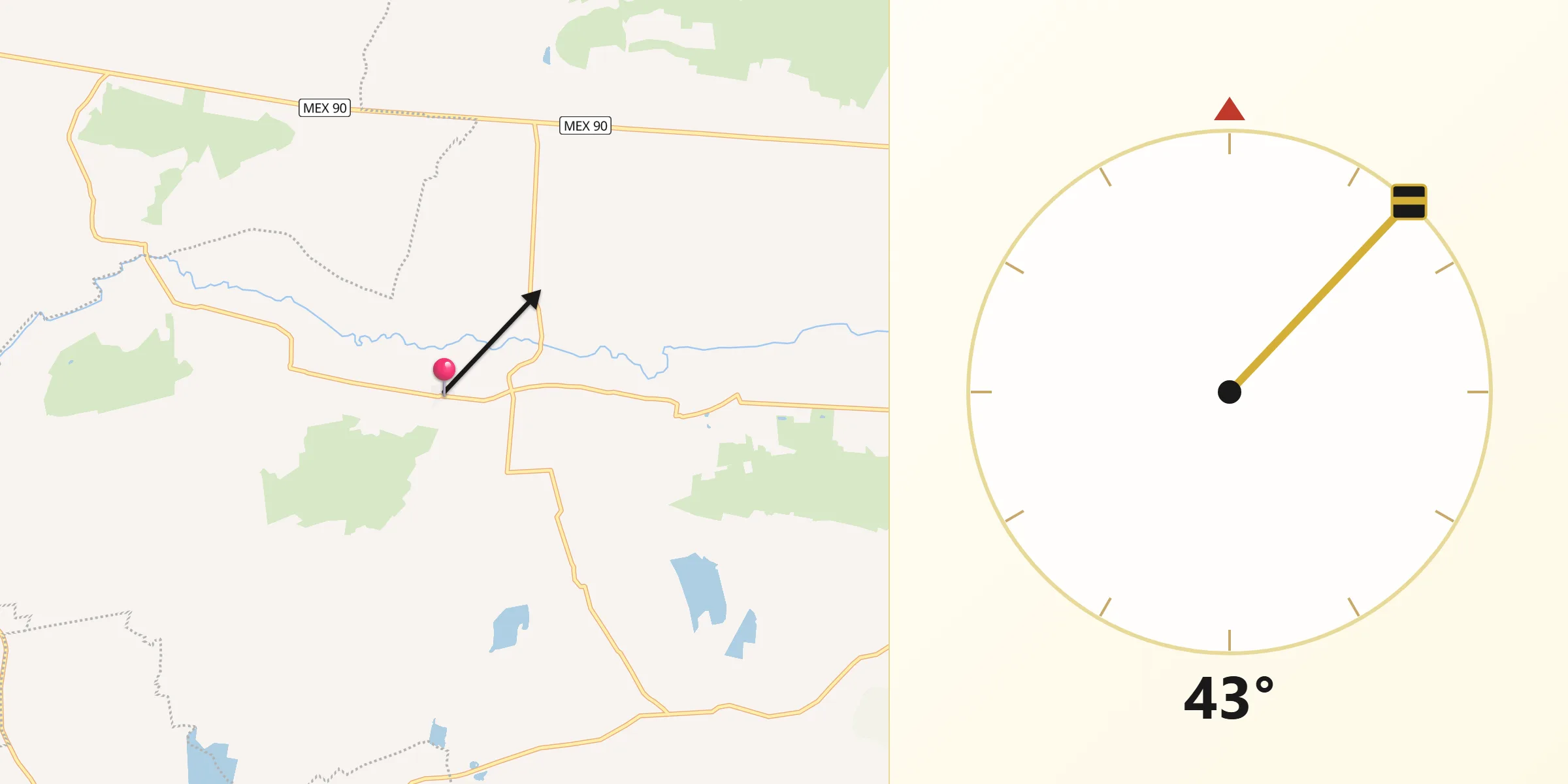 Dirección de la Qibla desde San Gaspar
