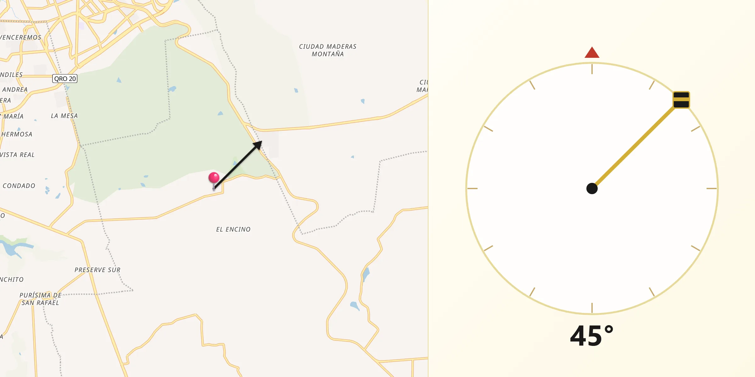 Dirección de la Qibla desde La Noria