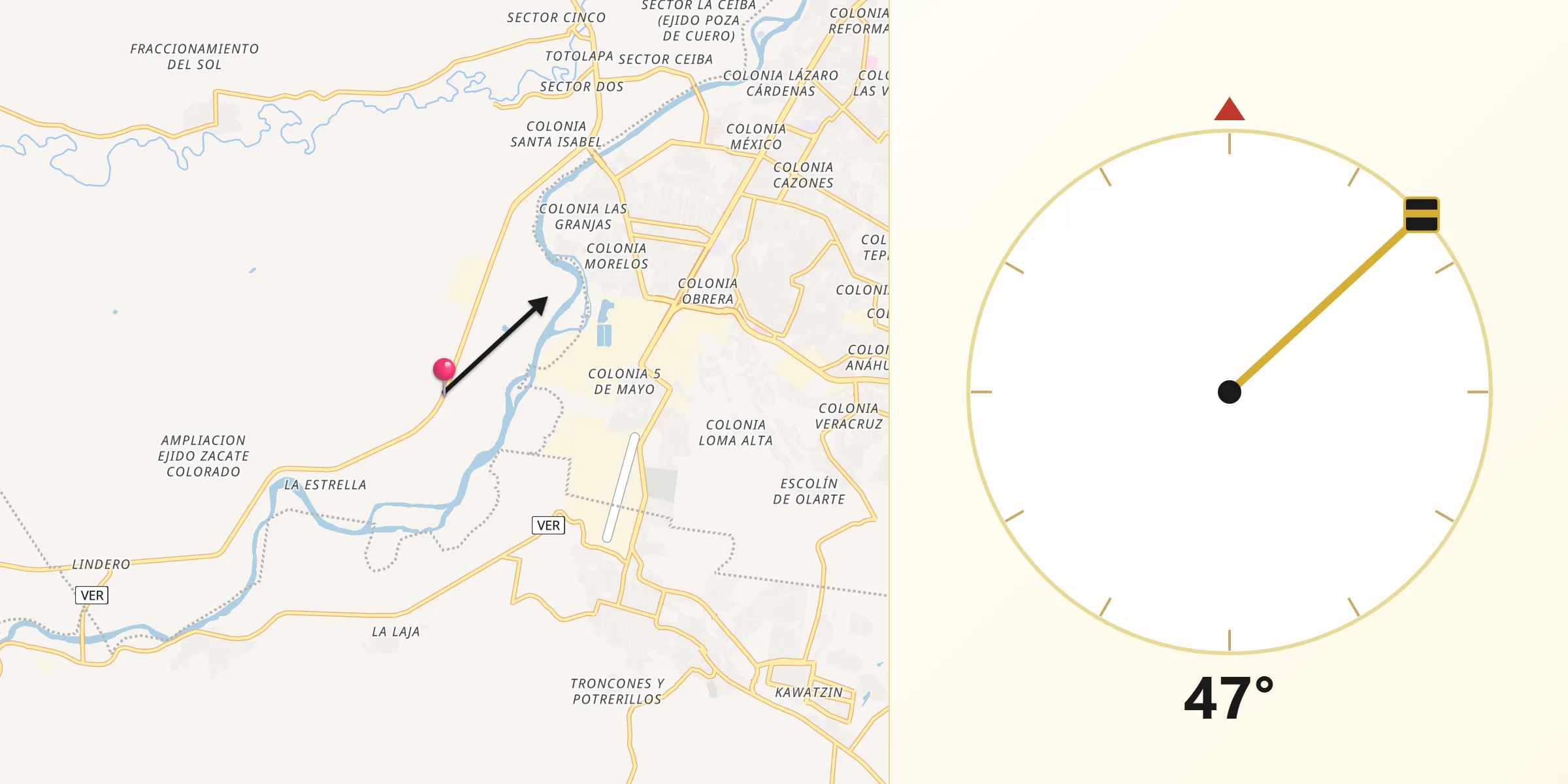 Dirección de la Qibla desde Ricardo Flores Magón