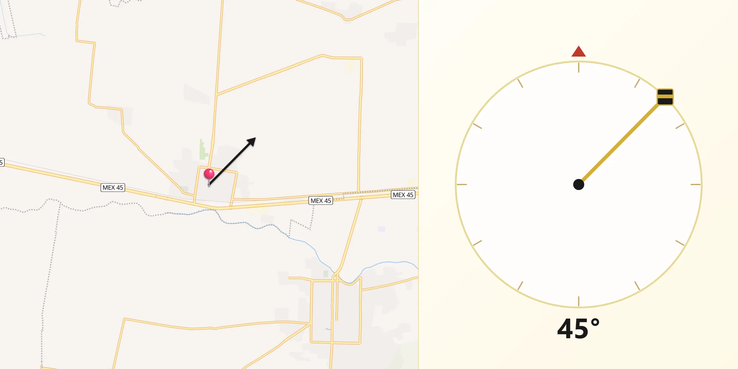 Dirección de la Qibla desde Villagran