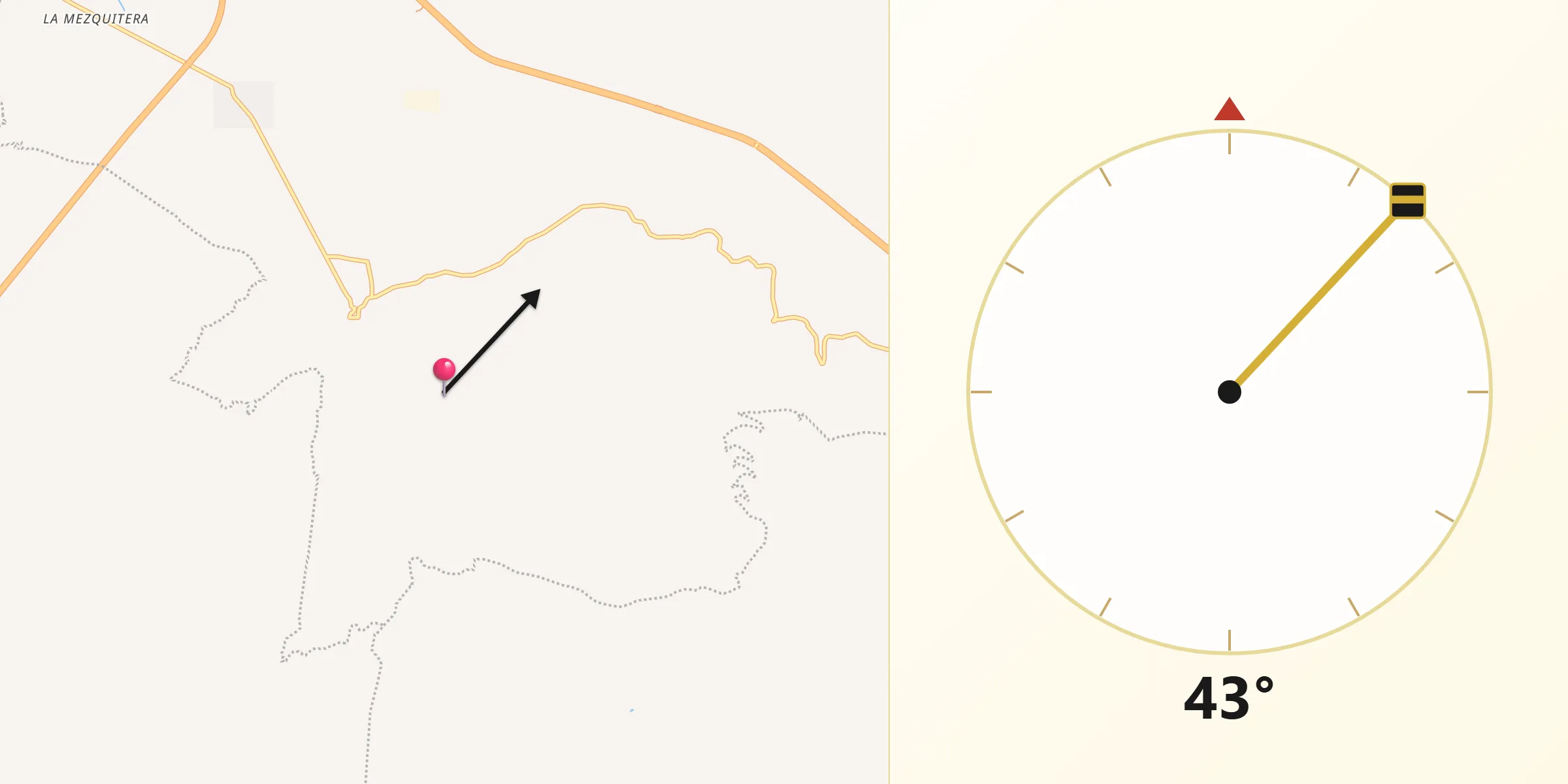 Dirección de la Qibla desde La Barranca