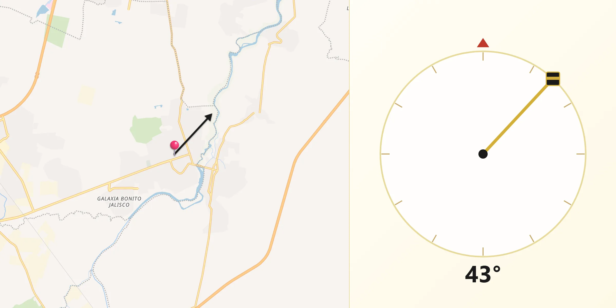 Dirección de la Qibla desde El Salto Municipality