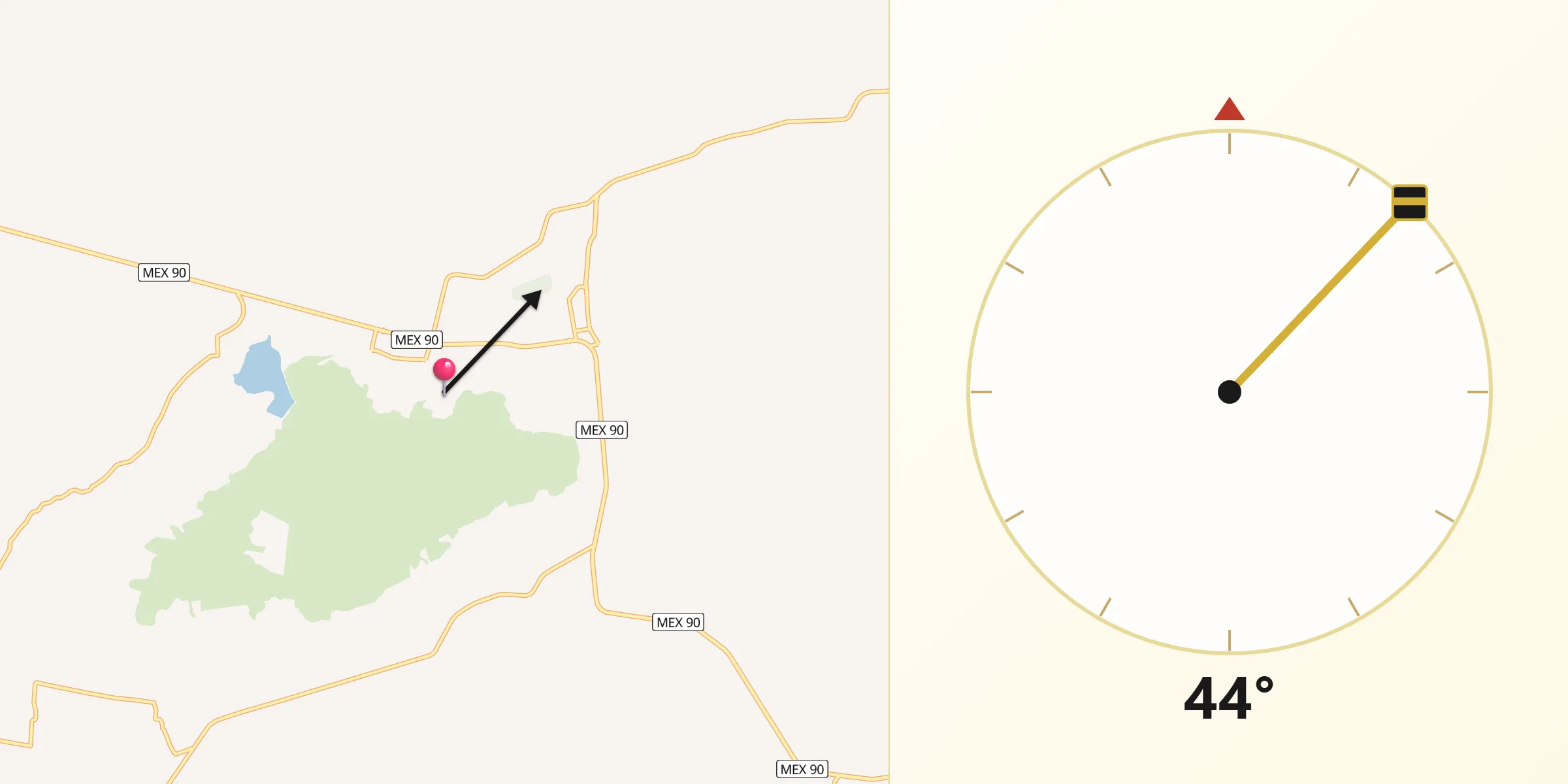 Dirección de la Qibla desde Ladera Chica