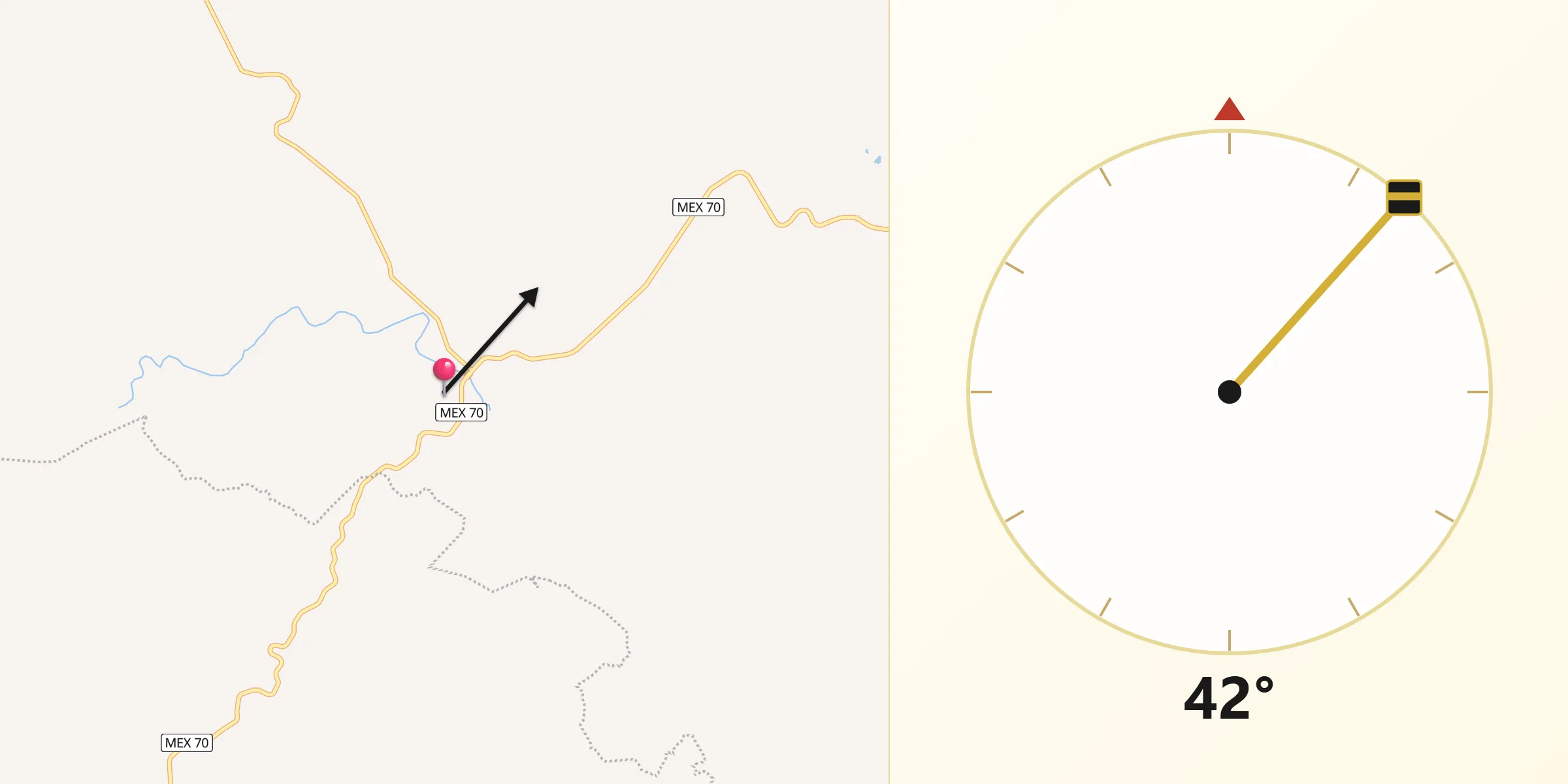 Dirección de la Qibla desde Estanzuela