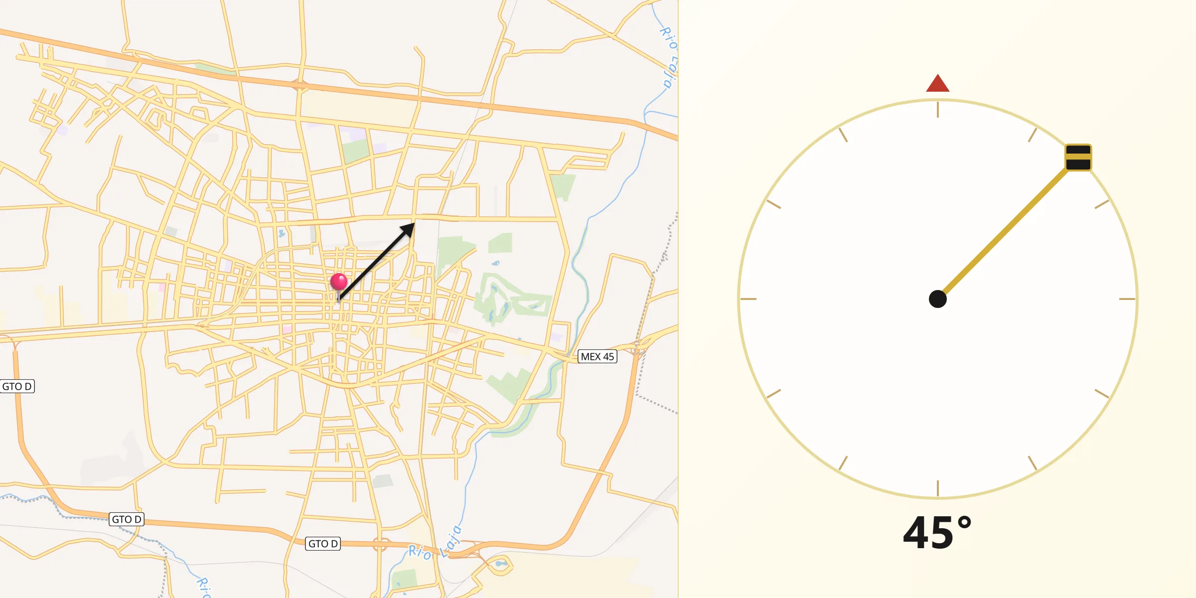 Dirección de la Qibla desde Celaya