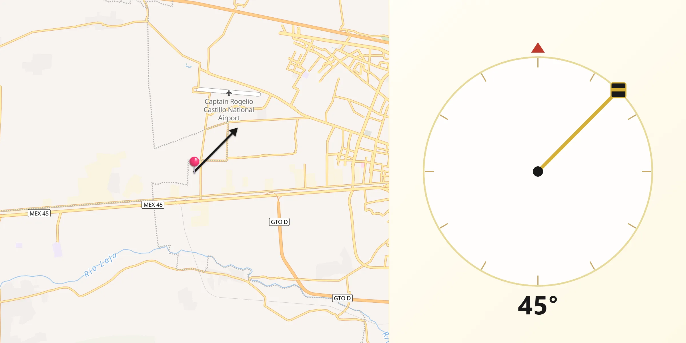 Dirección de la Qibla desde Colonia Fraccionamiento el Puente