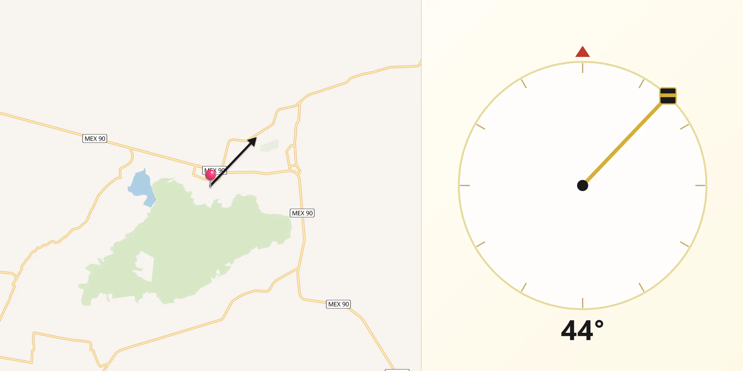 Dirección de la Qibla desde La Ladera Grande