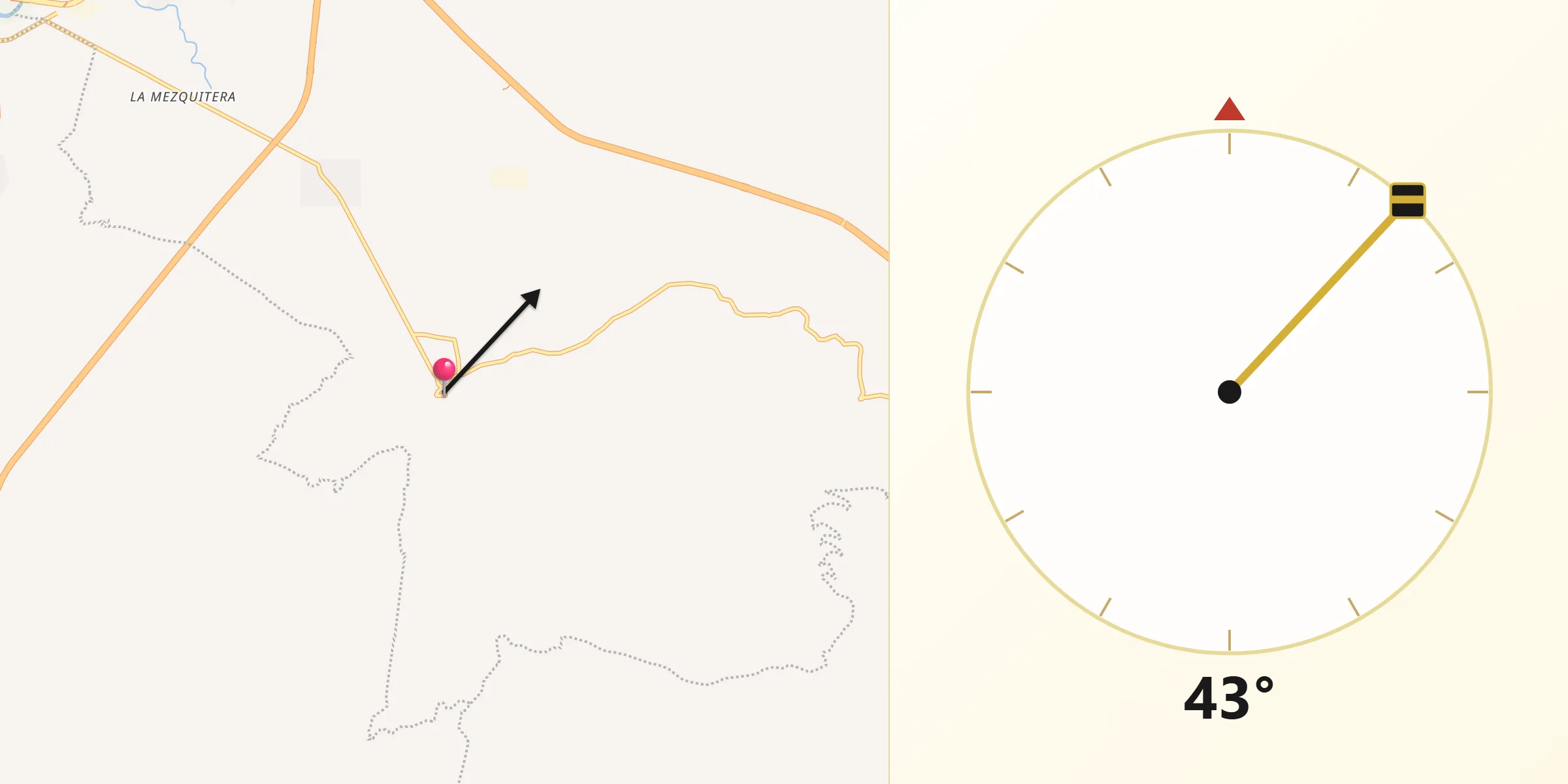 Dirección de la Qibla desde Cerro Santa Fe