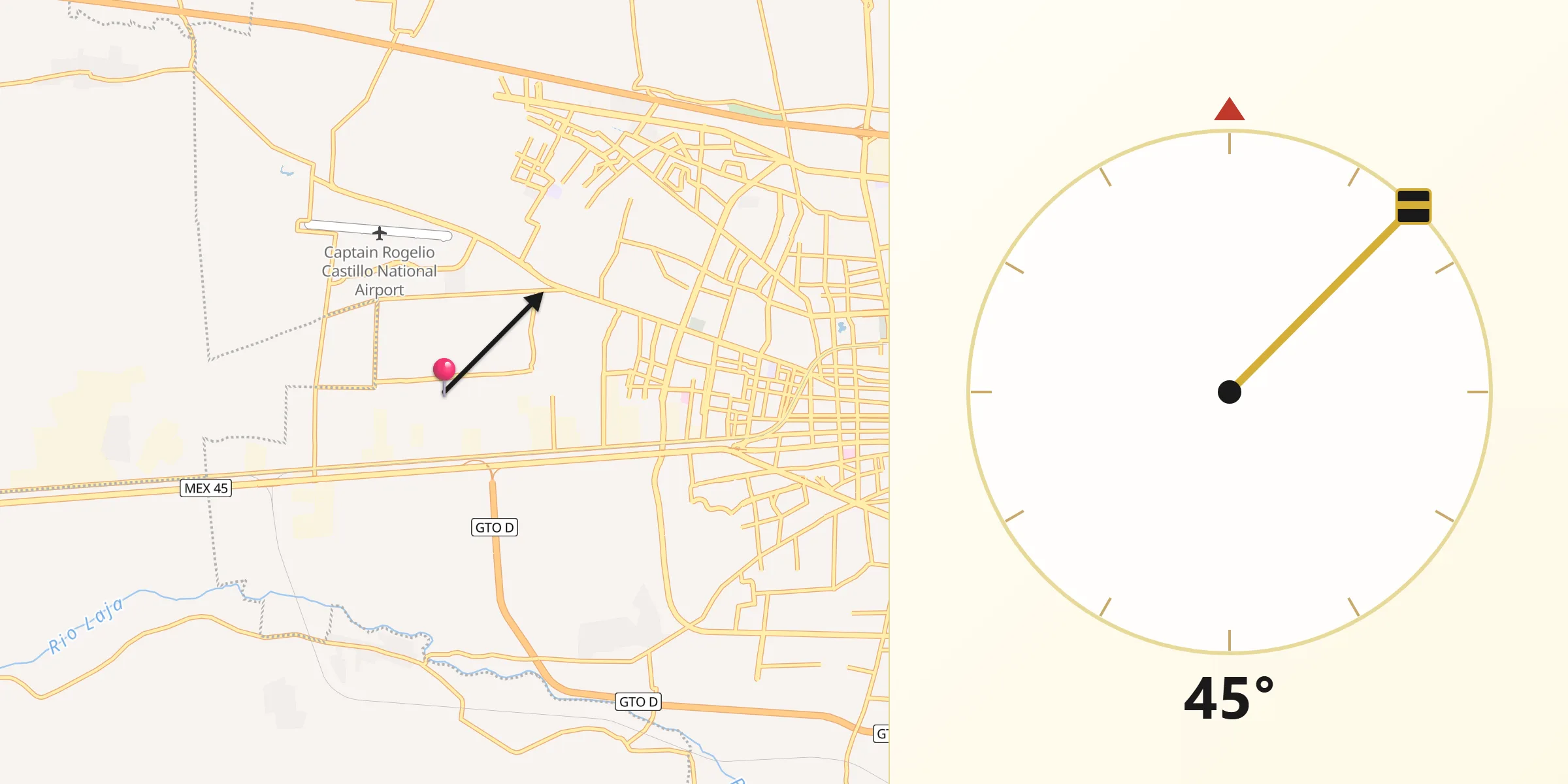 Dirección de la Qibla desde Colonia Pedro María Anaya