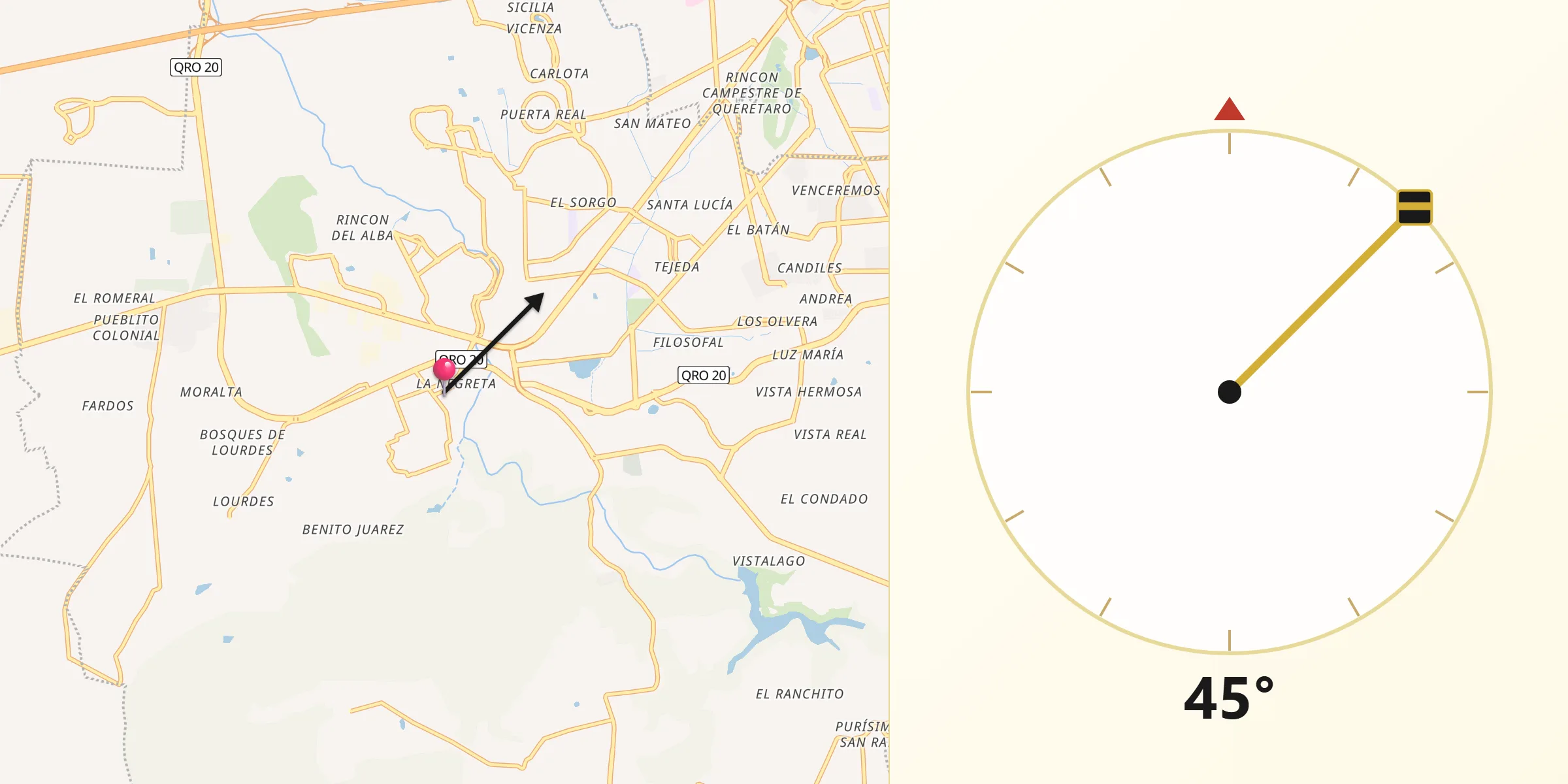 Dirección de la Qibla desde La Negreta