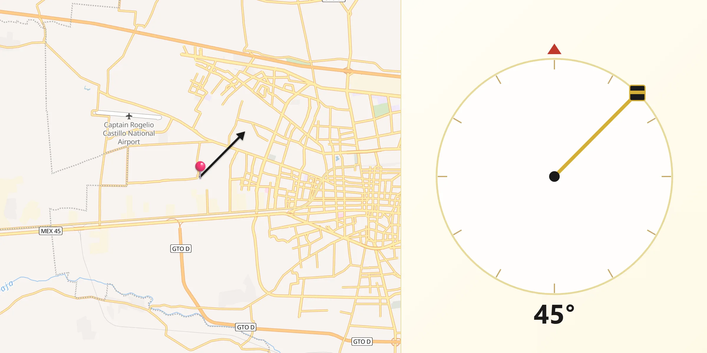 Dirección de la Qibla desde Estrada