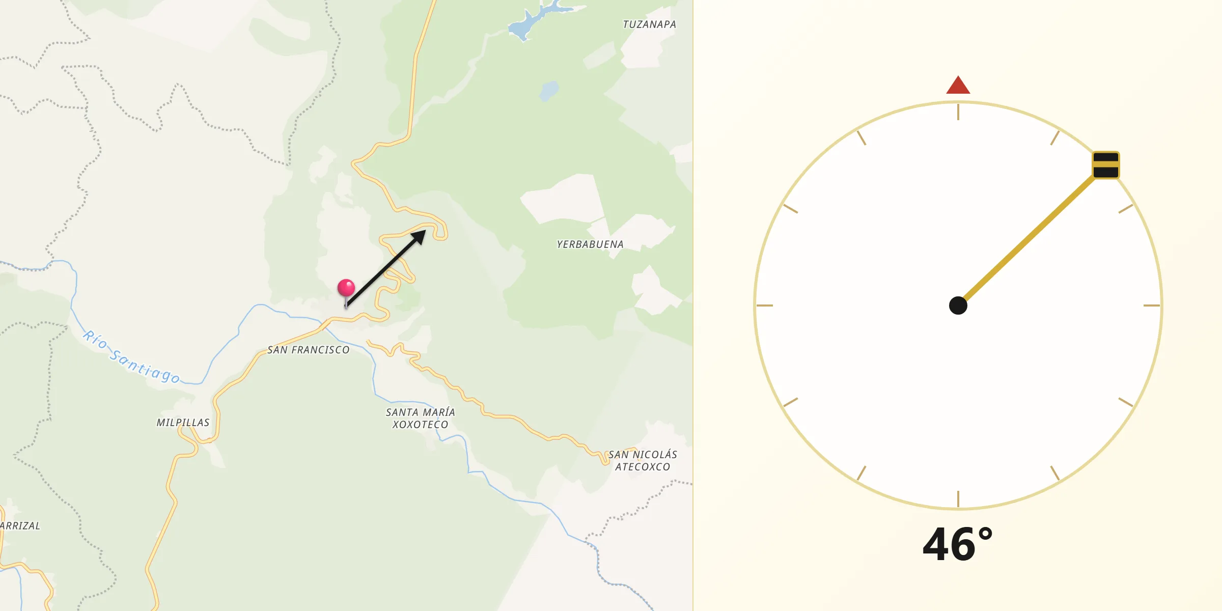 Dirección de la Qibla desde Mezquititlán