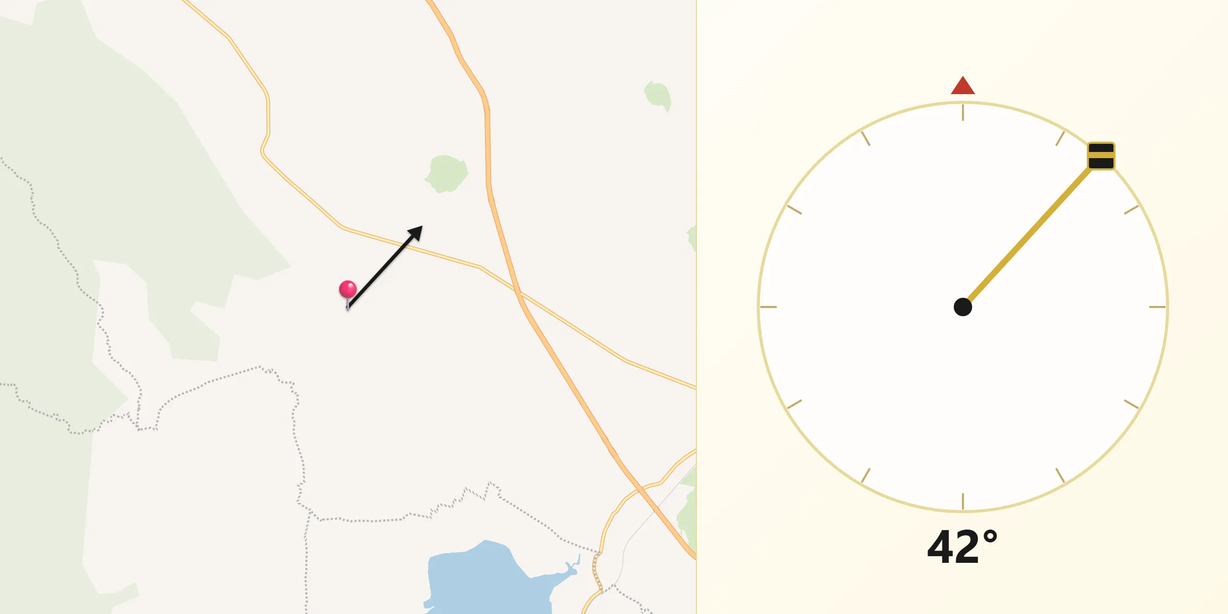 Dirección de la Qibla desde Navajas