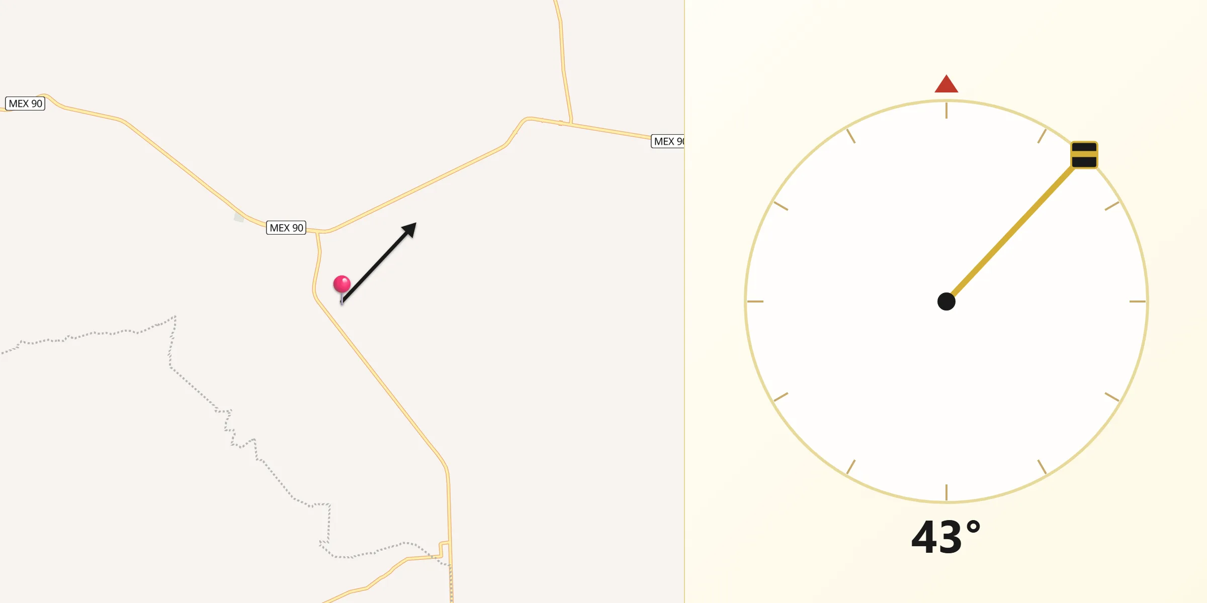Dirección de la Qibla desde Tototlán