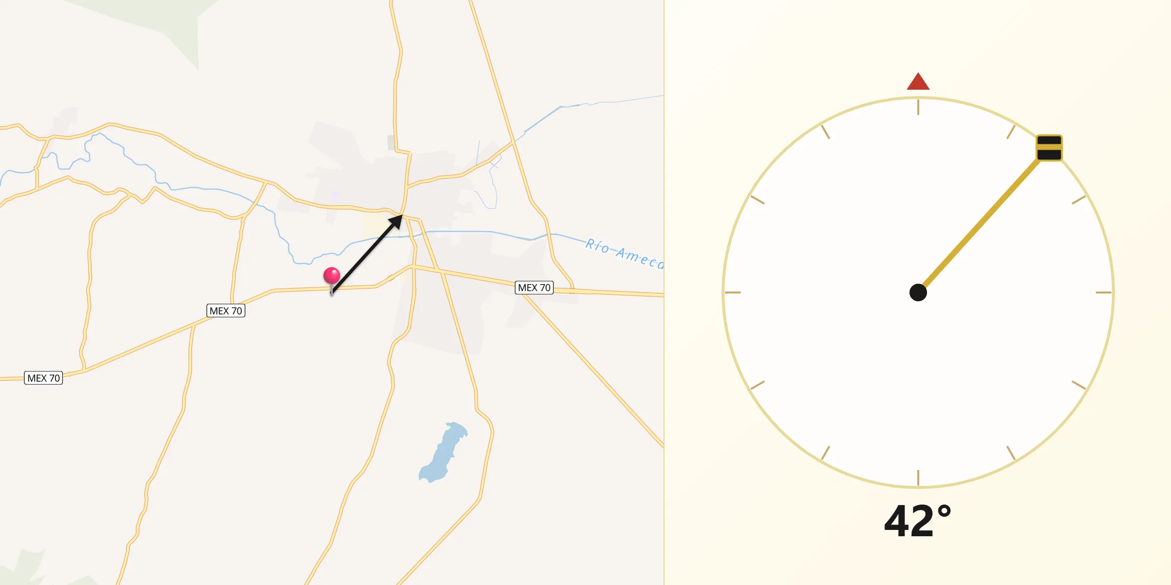 Dirección de la Qibla desde El Naranjo