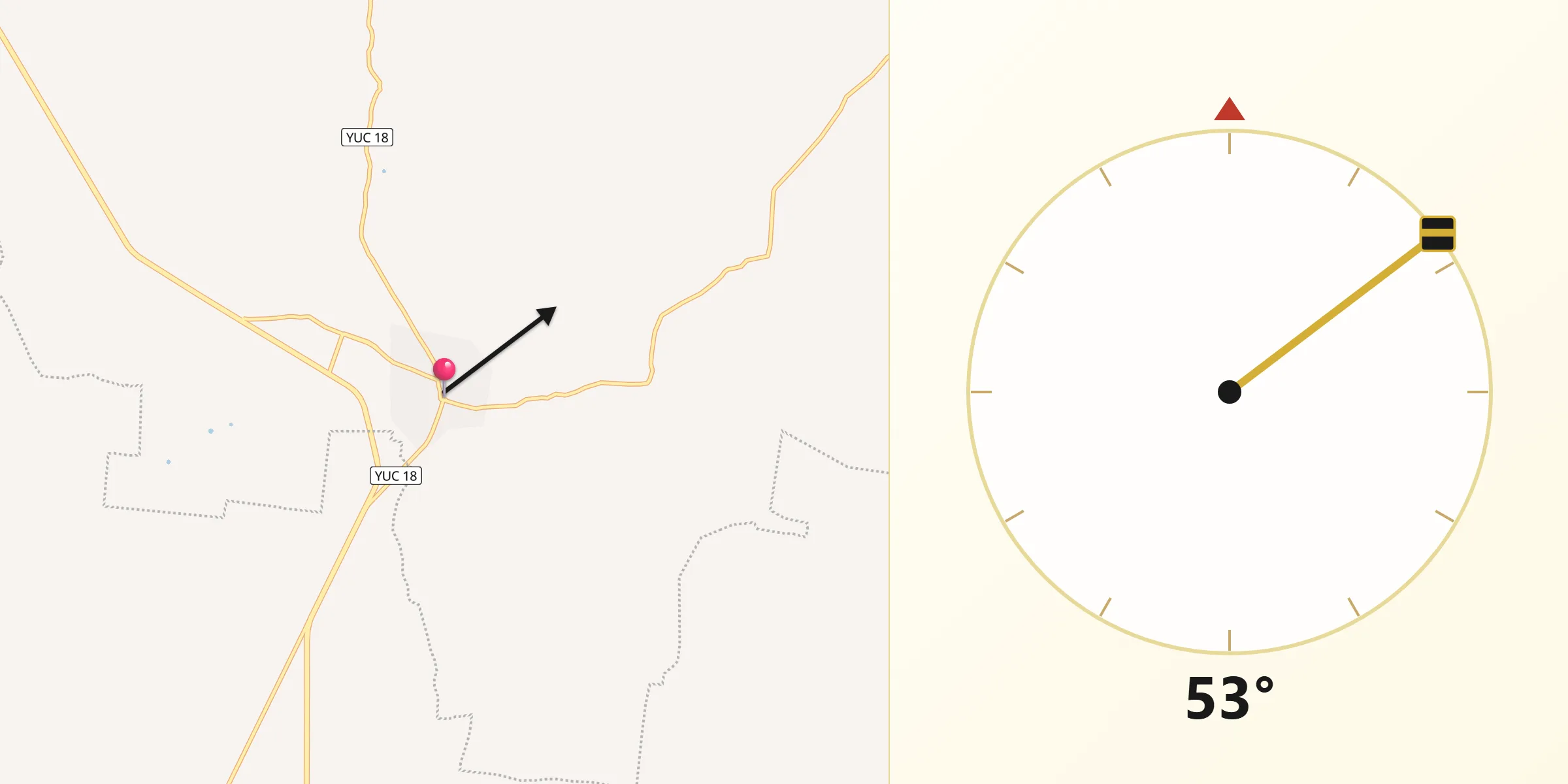 Dirección de la Qibla desde Tekit