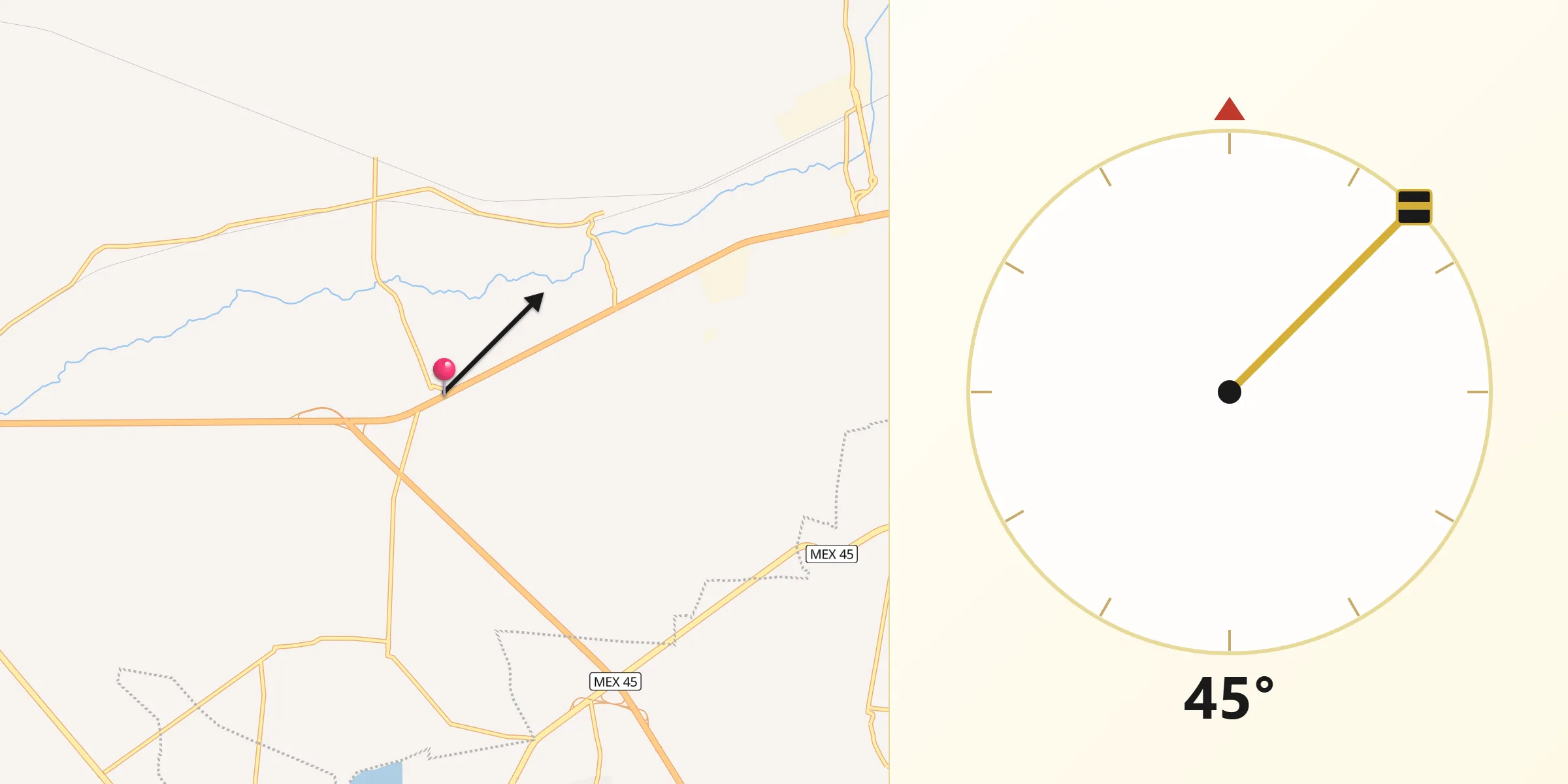 Dirección de la Qibla desde El Nacimiento