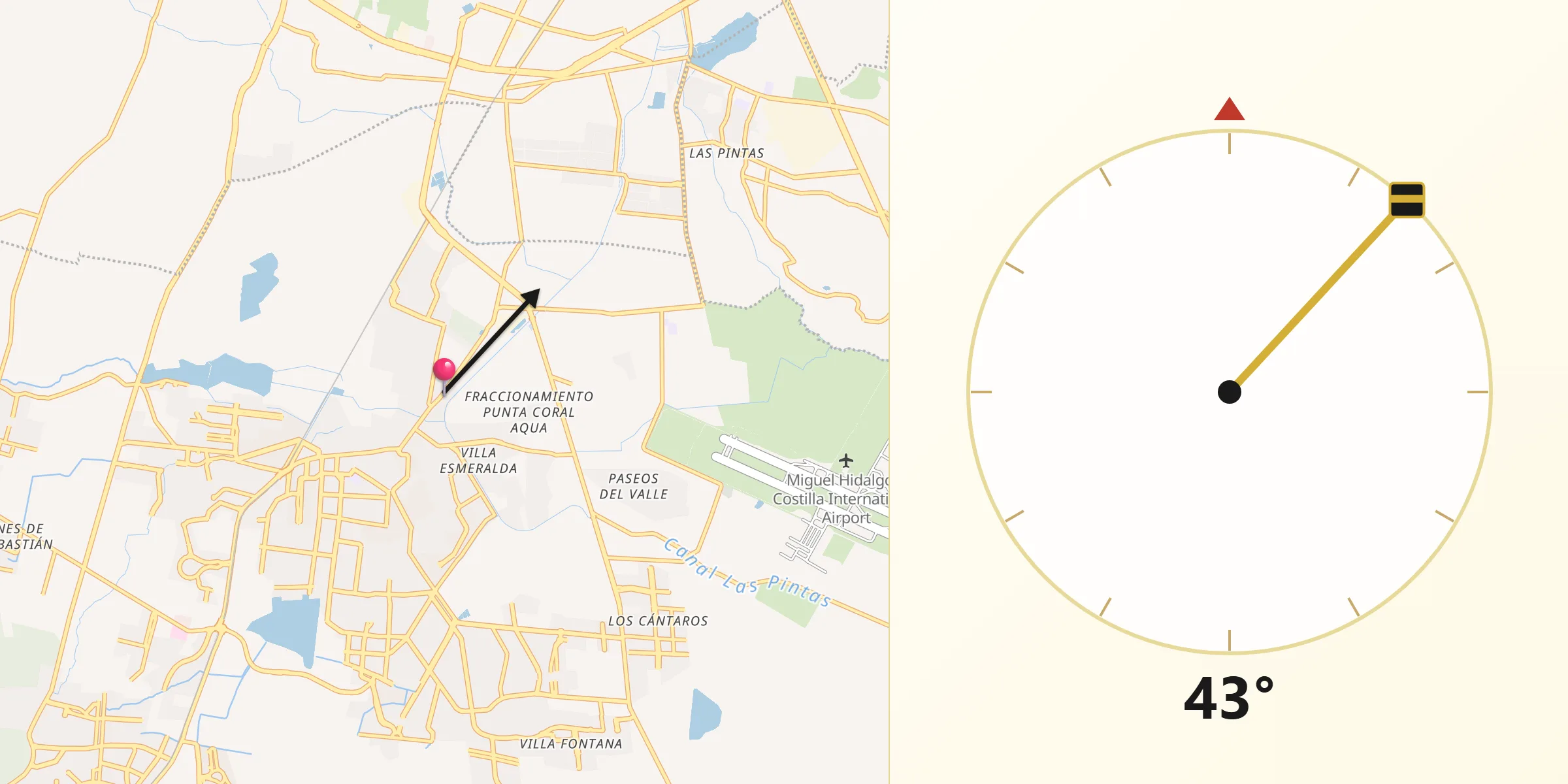 Dirección de la Qibla desde La Arbolada Plus