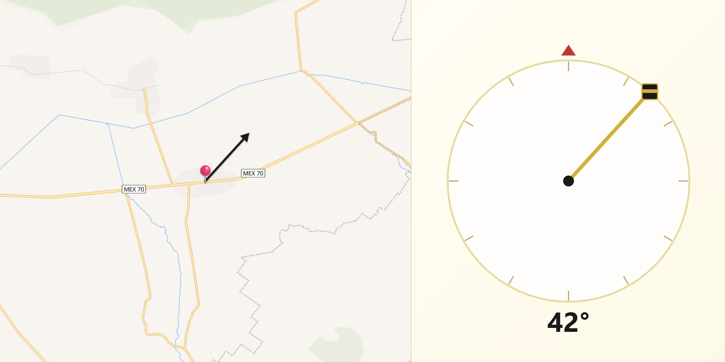 Dirección de la Qibla desde Los Pocitos