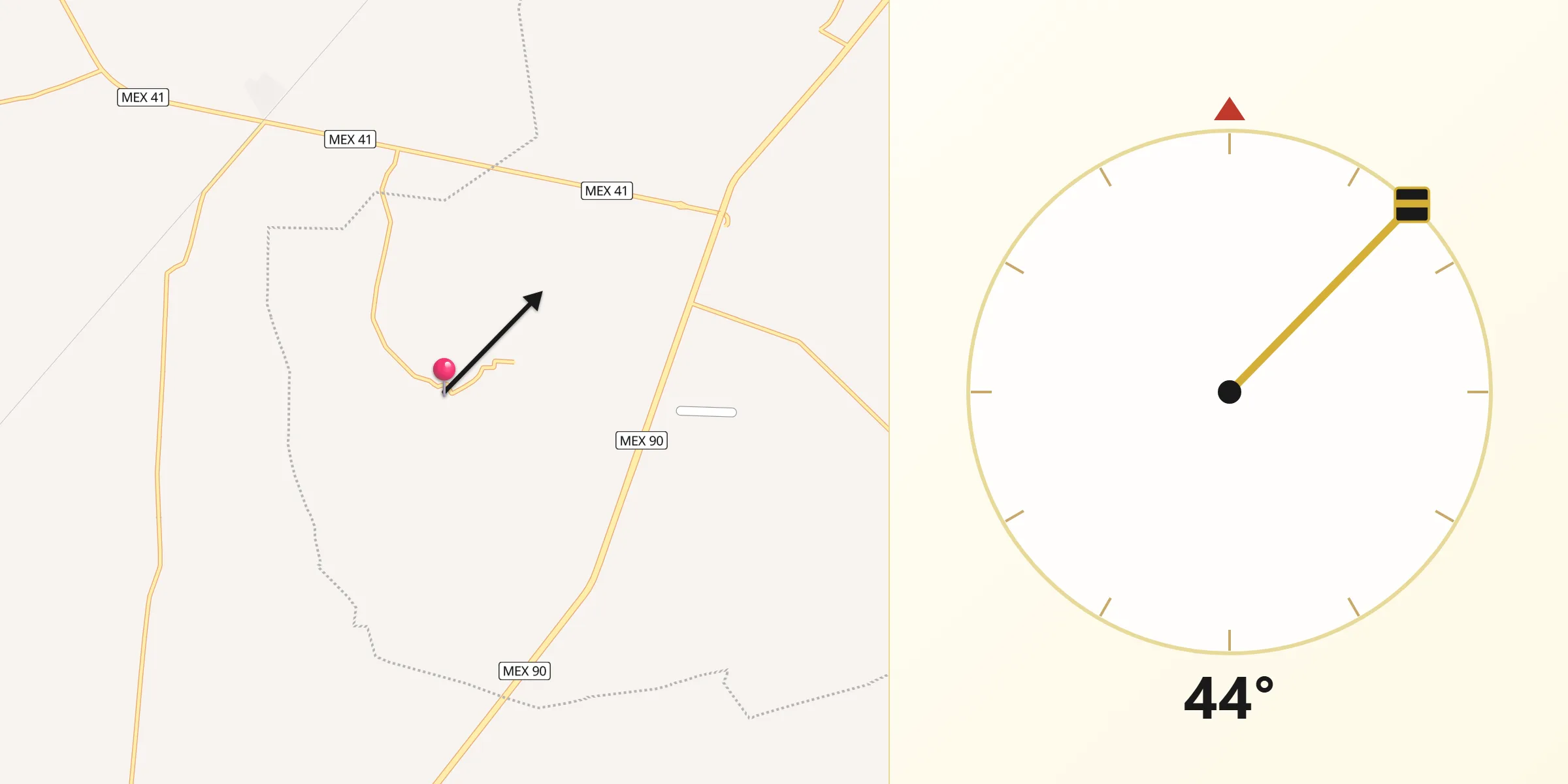 Dirección de la Qibla desde Laguna Larga