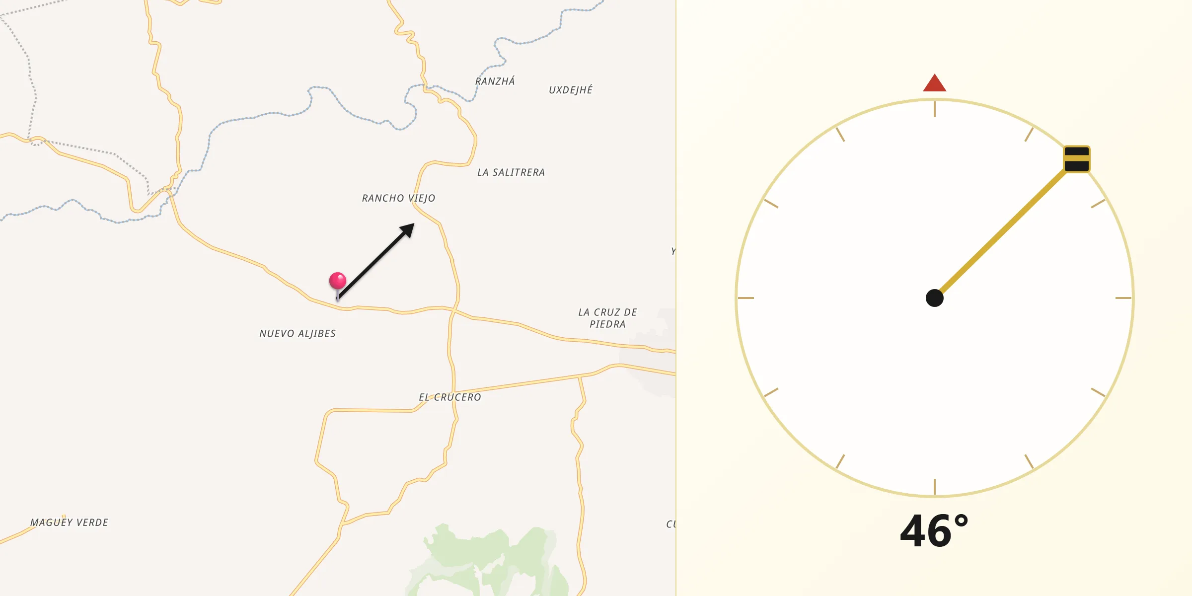 Dirección de la Qibla desde La Esquina