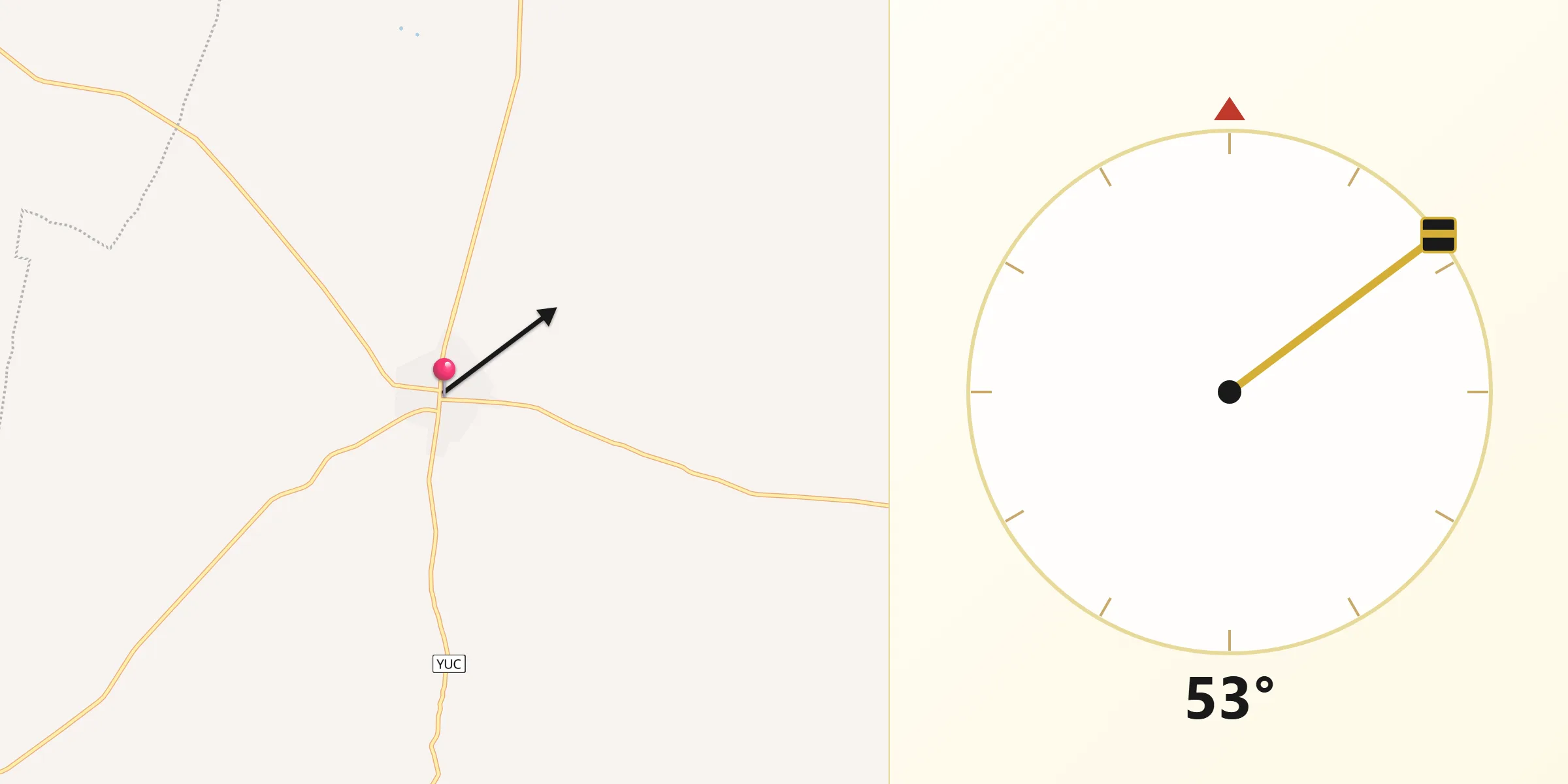 Dirección de la Qibla desde Yaxcabá