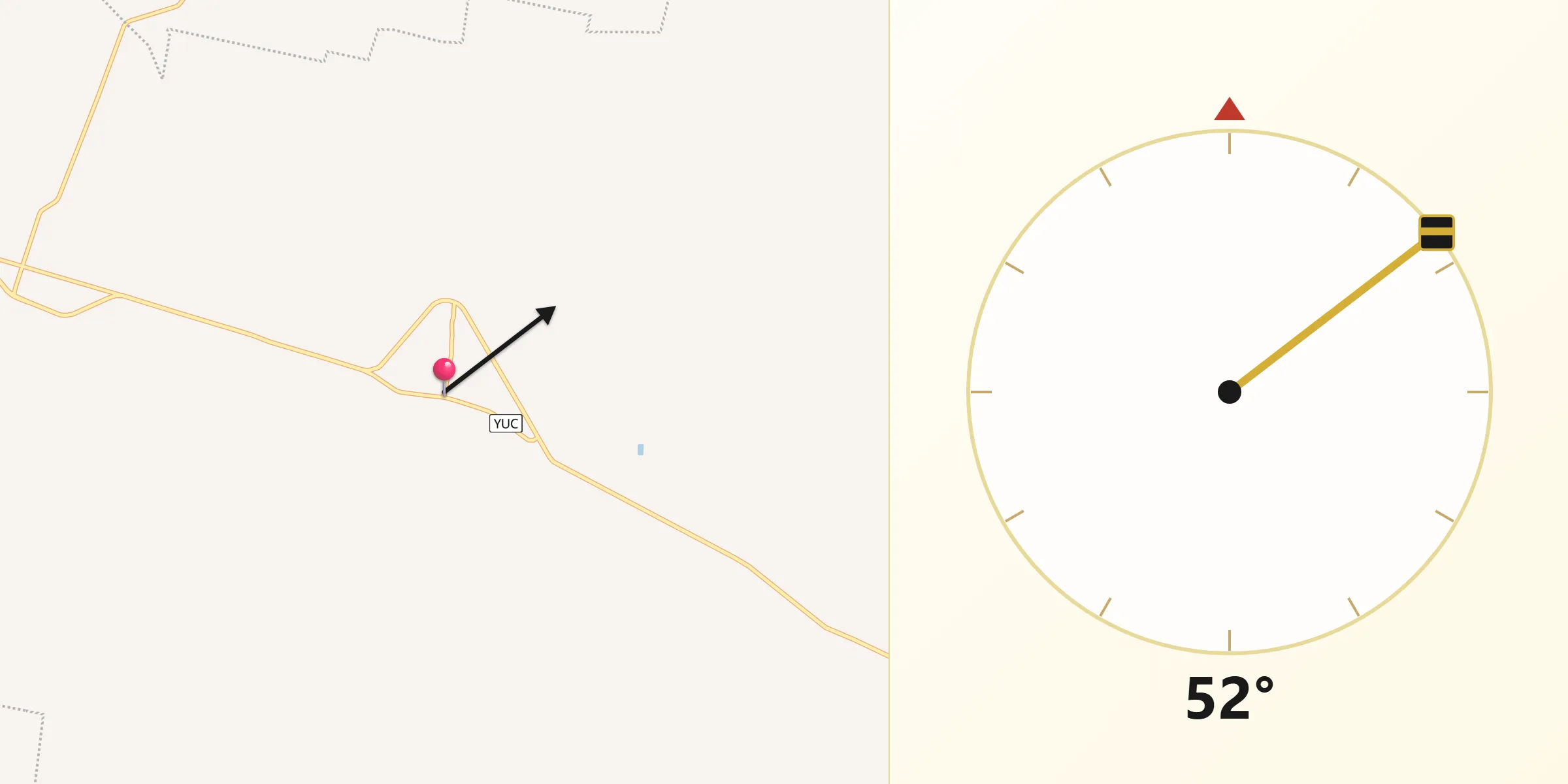 Dirección de la Qibla desde Opichen