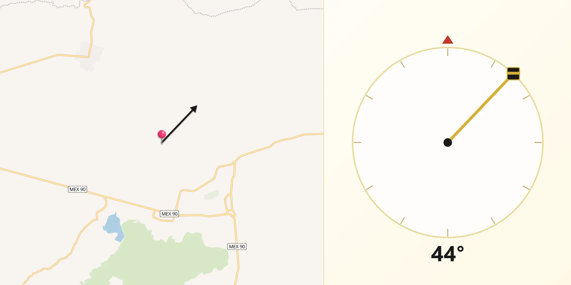 Dirección de la Qibla desde Cañada de San Ignacio