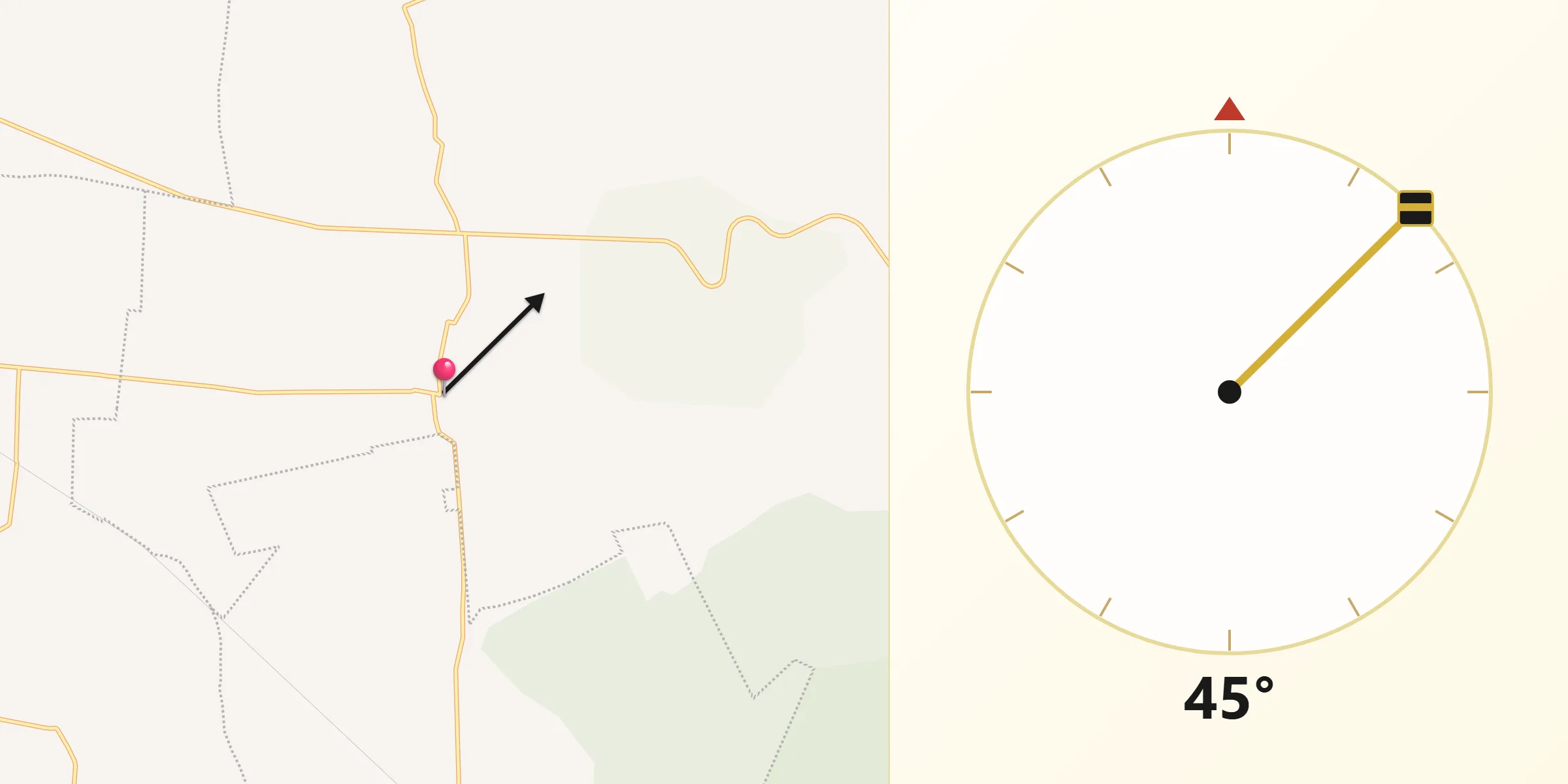 Dirección de la Qibla desde La Fuente