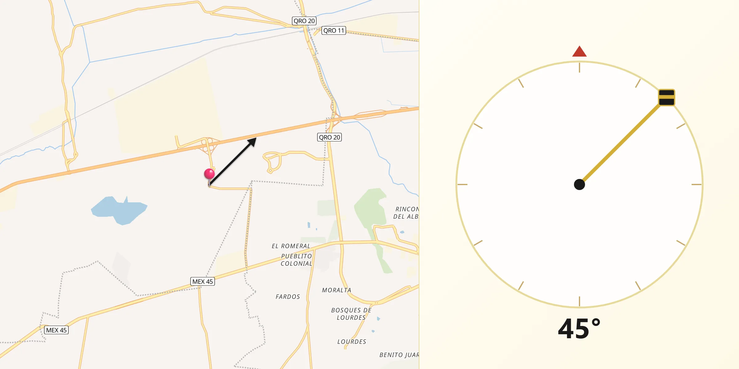 Dirección de la Qibla desde La Norita