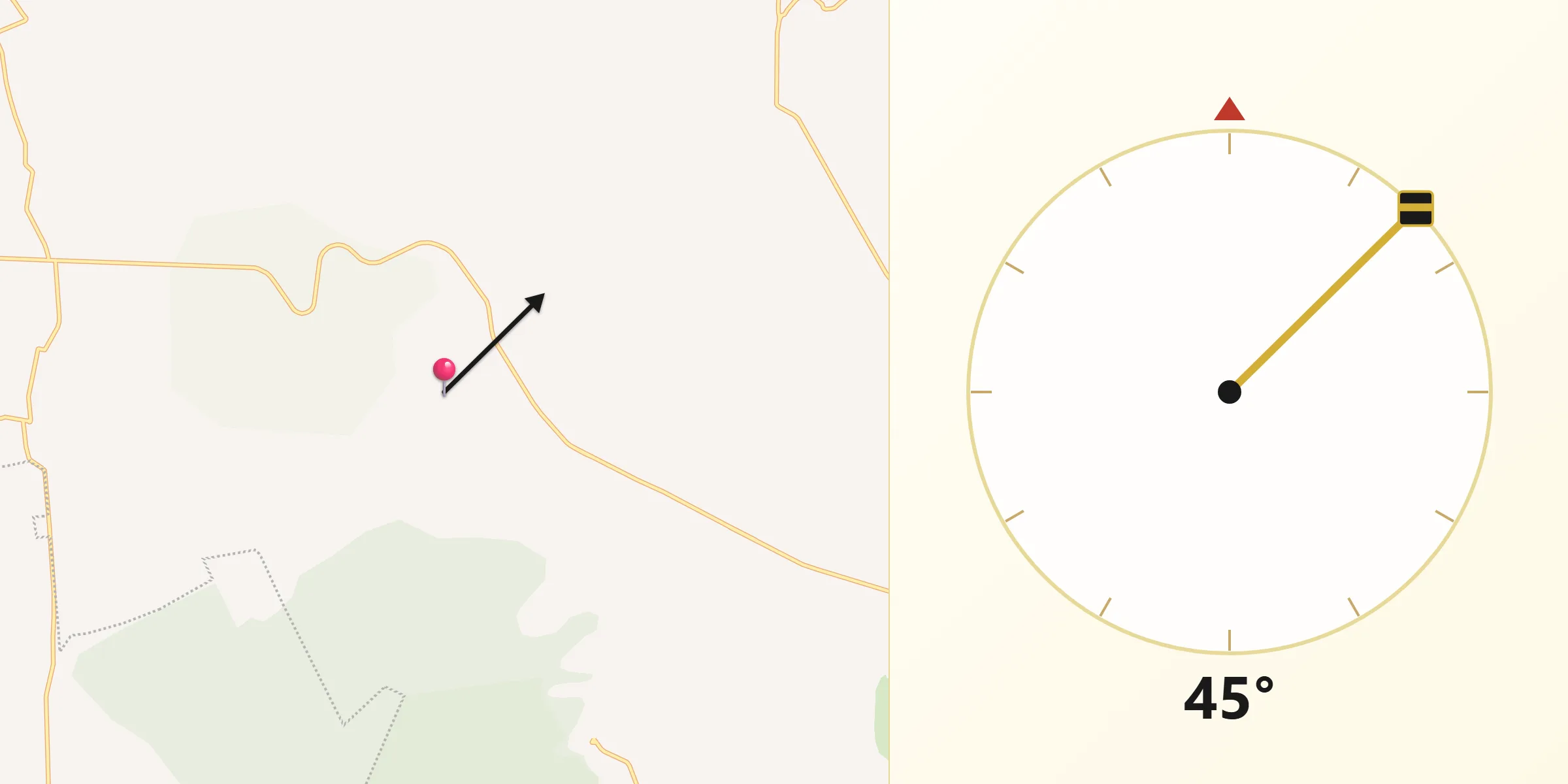 Dirección de la Qibla desde Fuentezuelas