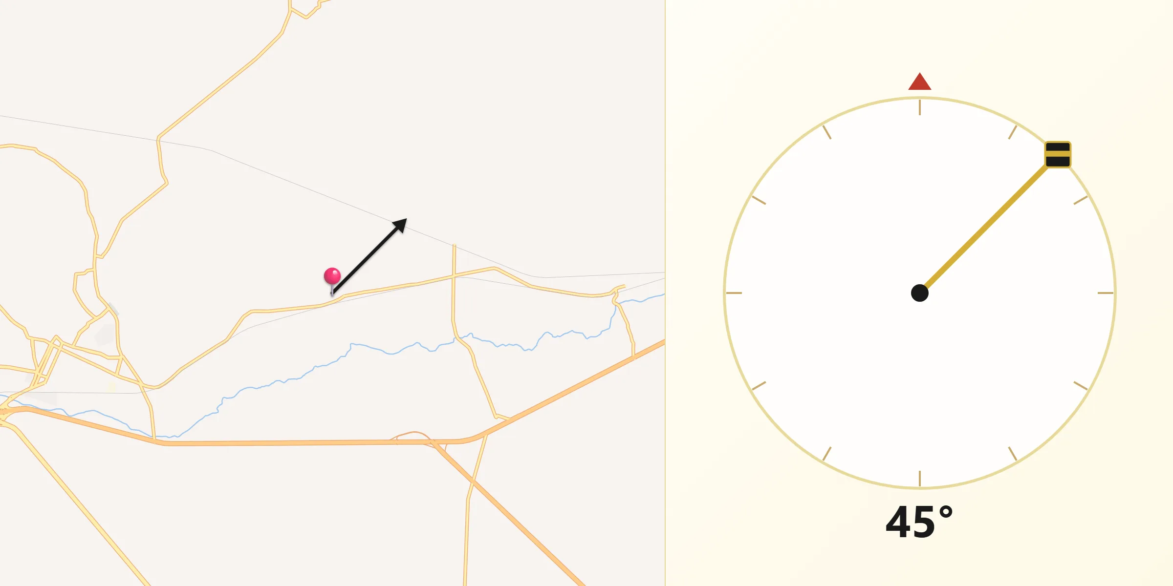 Dirección de la Qibla desde Guadalupe del Monte