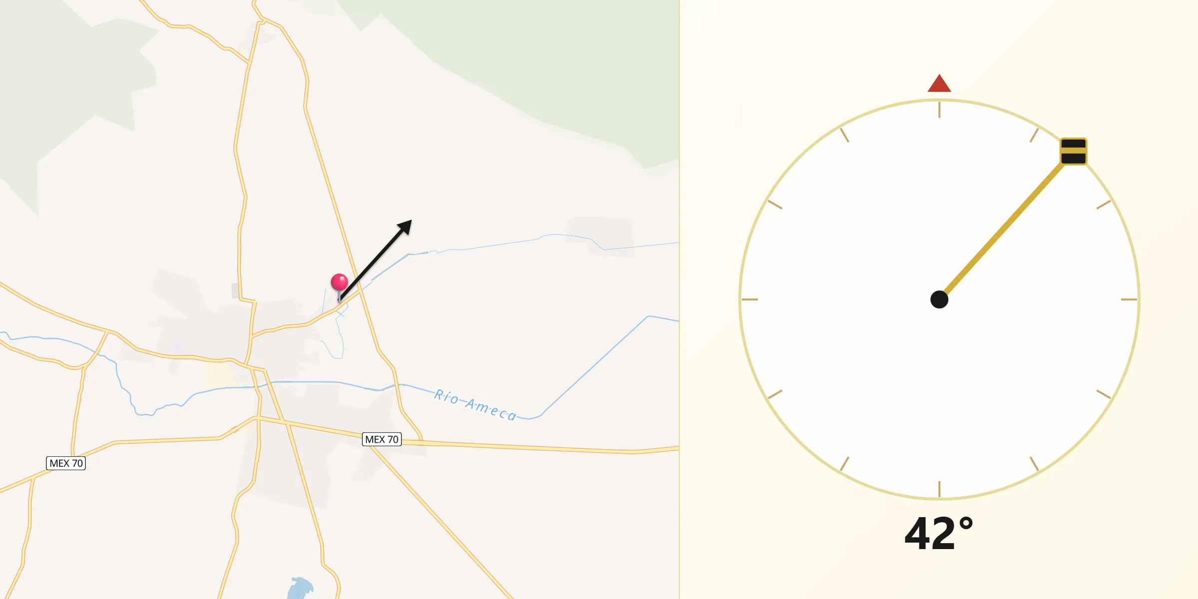 Dirección de la Qibla desde El Brillante Fraccionamiento