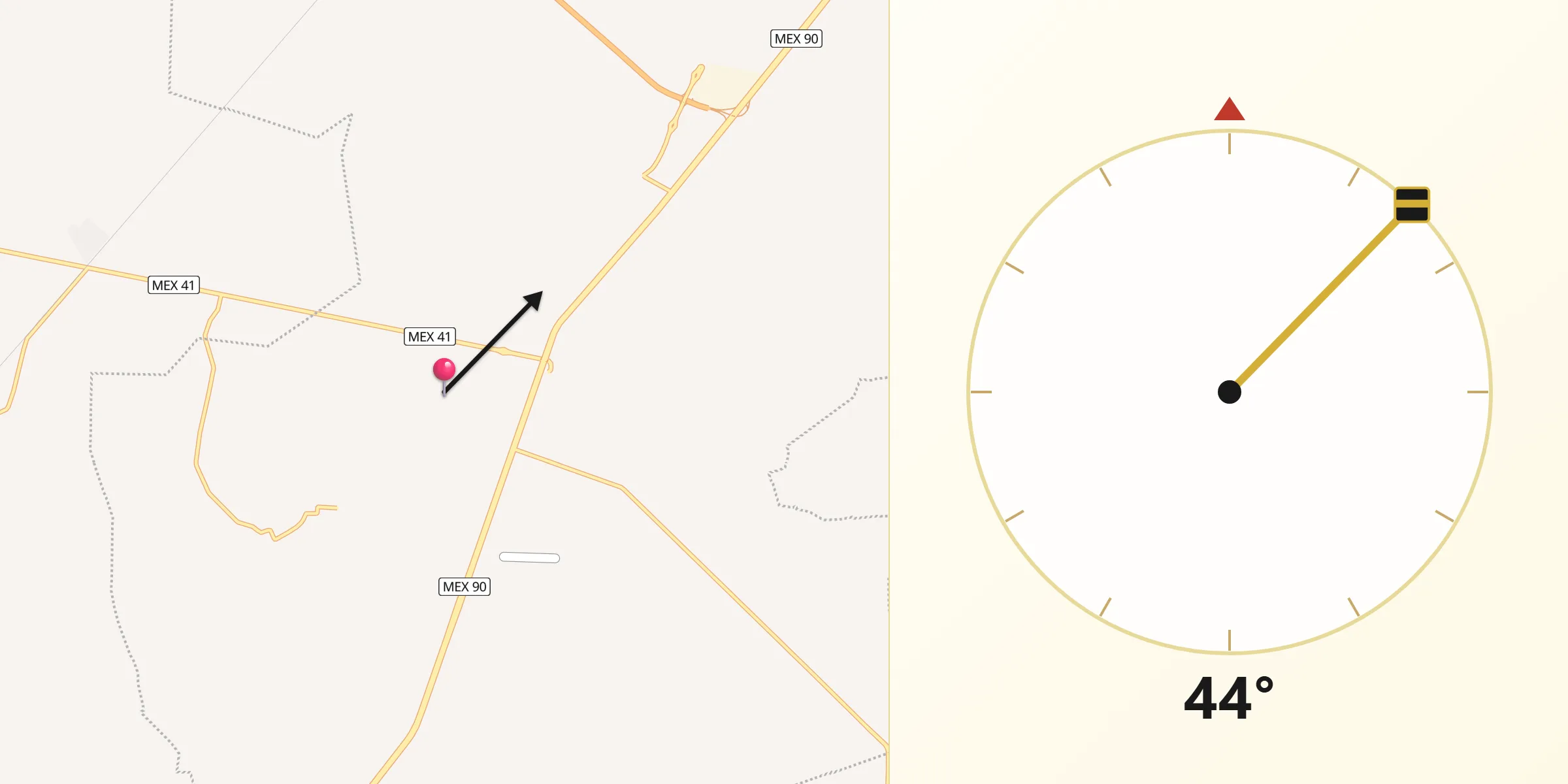 Dirección de la Qibla desde San Ignacio de Rivera (Ojo de Agua)