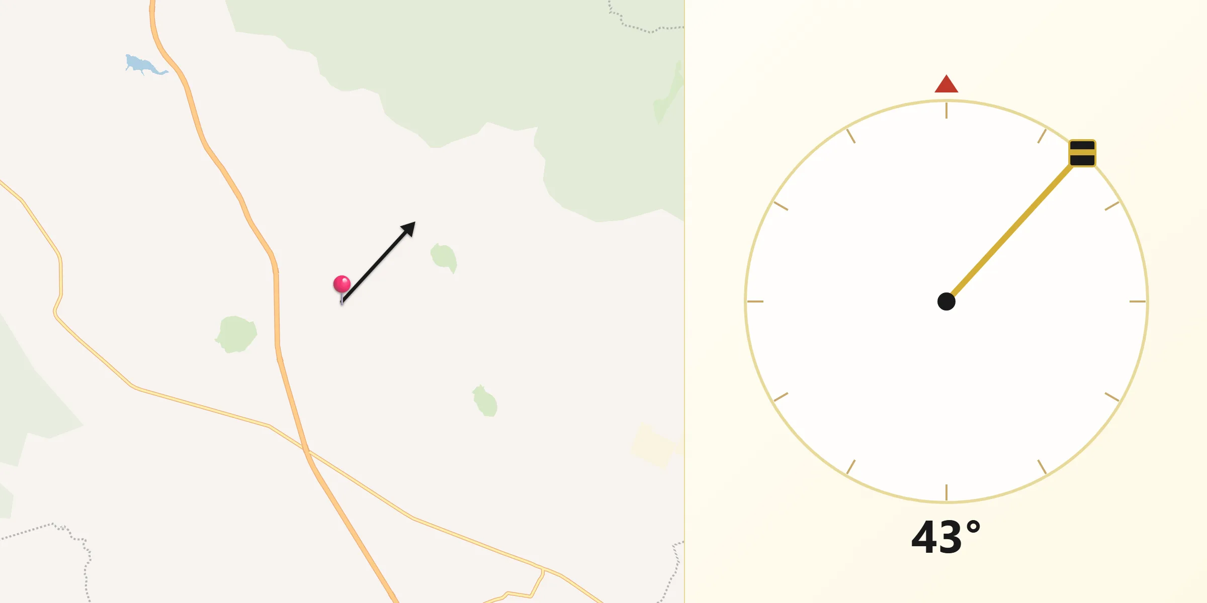 Dirección de la Qibla desde Cuxpala
