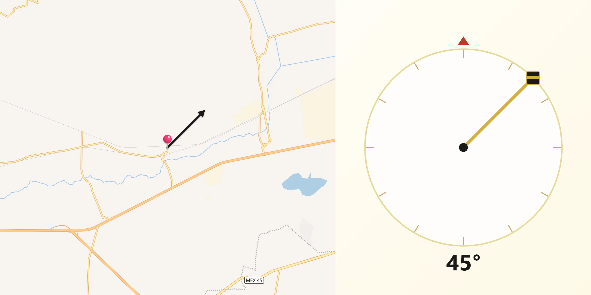 Dirección de la Qibla desde Coachiti