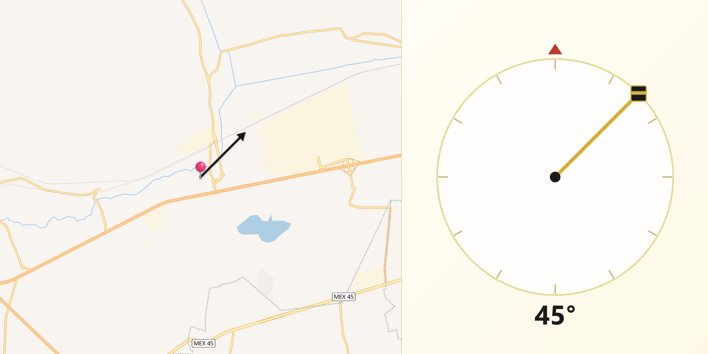Dirección de la Qibla desde Caleras de Ameche