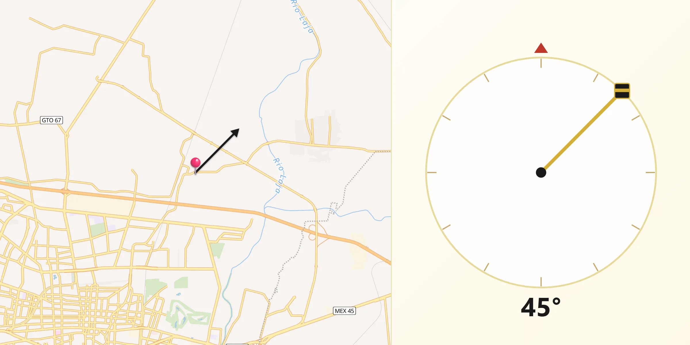 Dirección de la Qibla desde La Trinidad