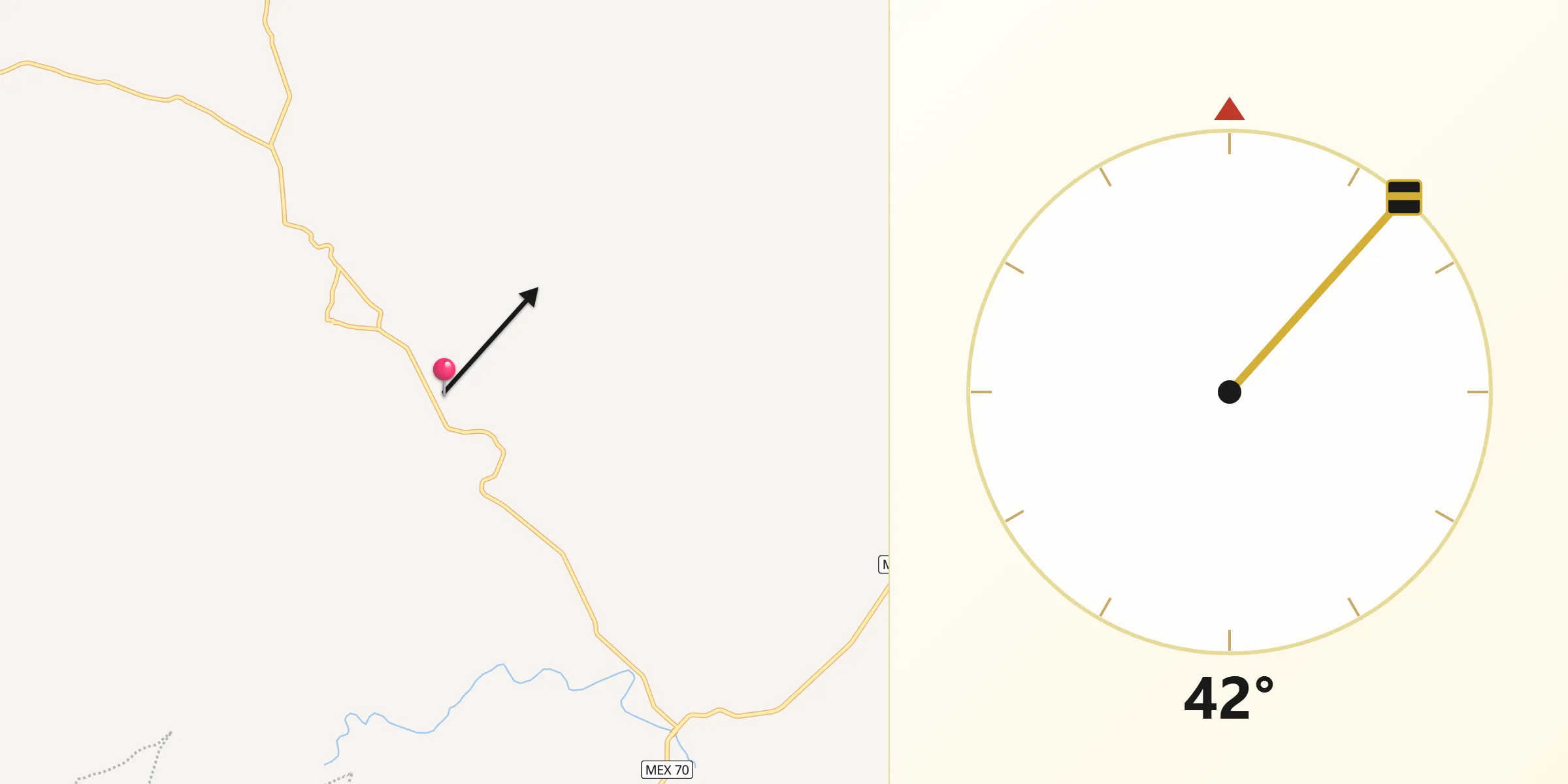 Dirección de la Qibla desde Guachinango