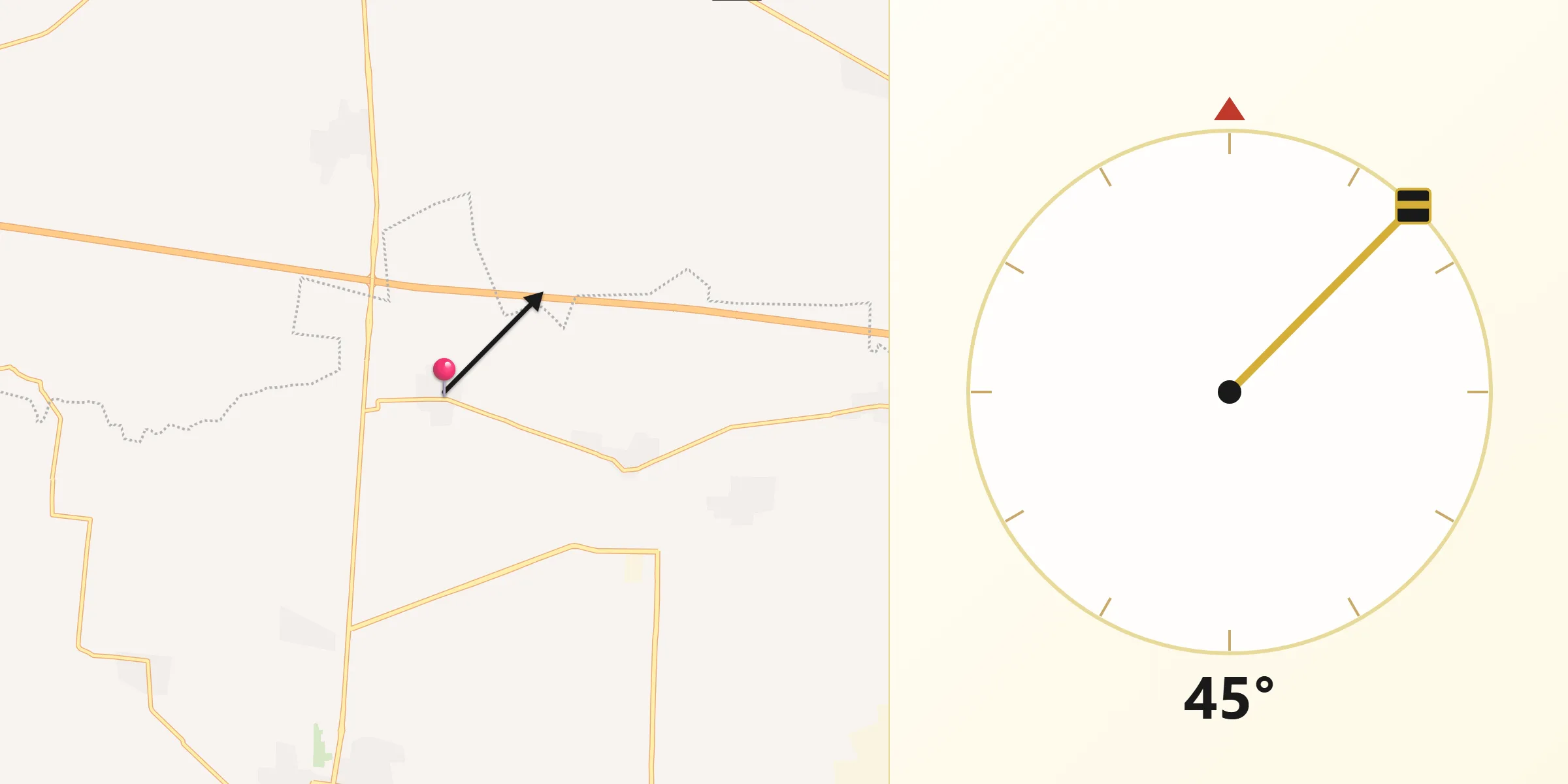 Dirección de la Qibla desde El Caracol