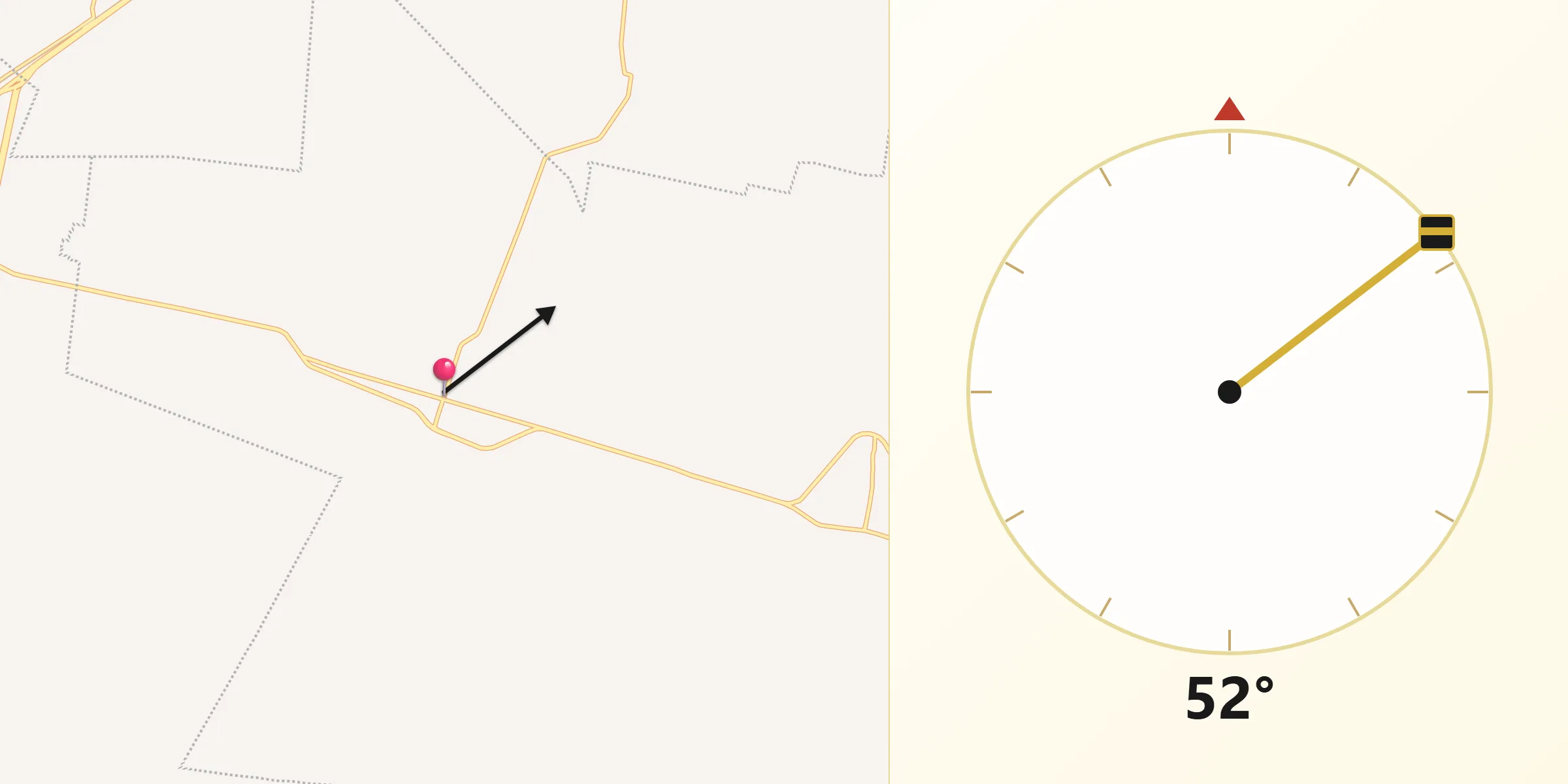 Dirección de la Qibla desde Calcehtoc