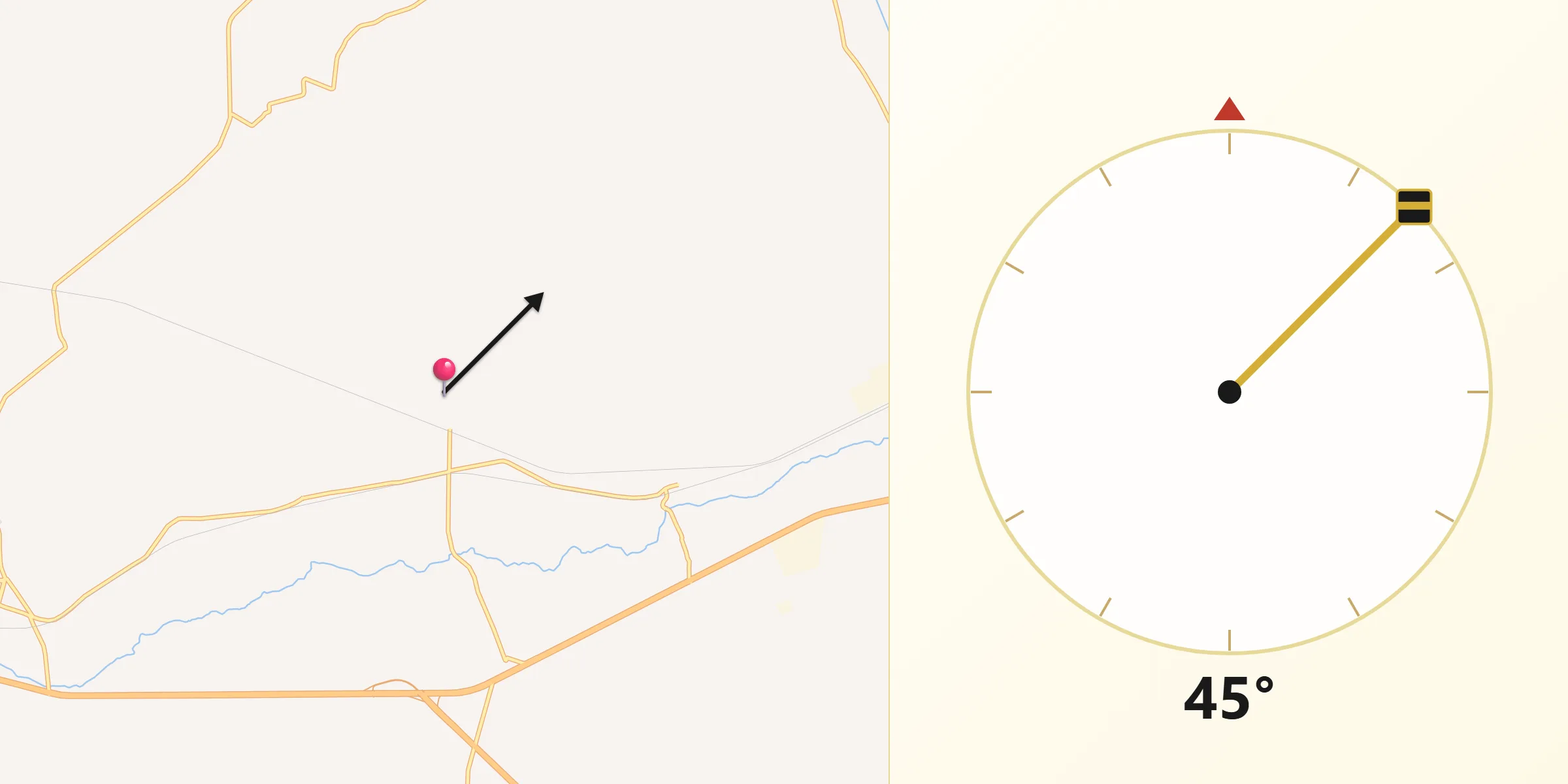Dirección de la Qibla desde El Tunal