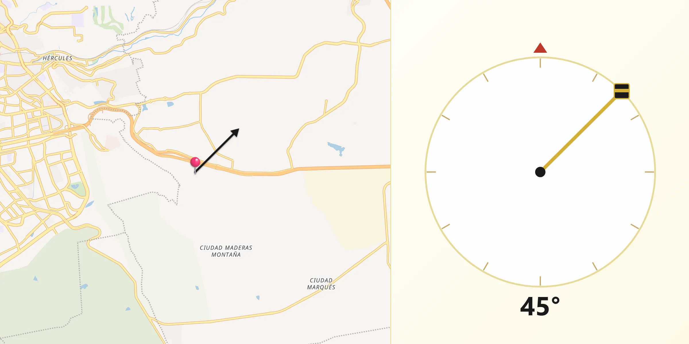 Dirección de la Qibla desde San Isidro Miranda
