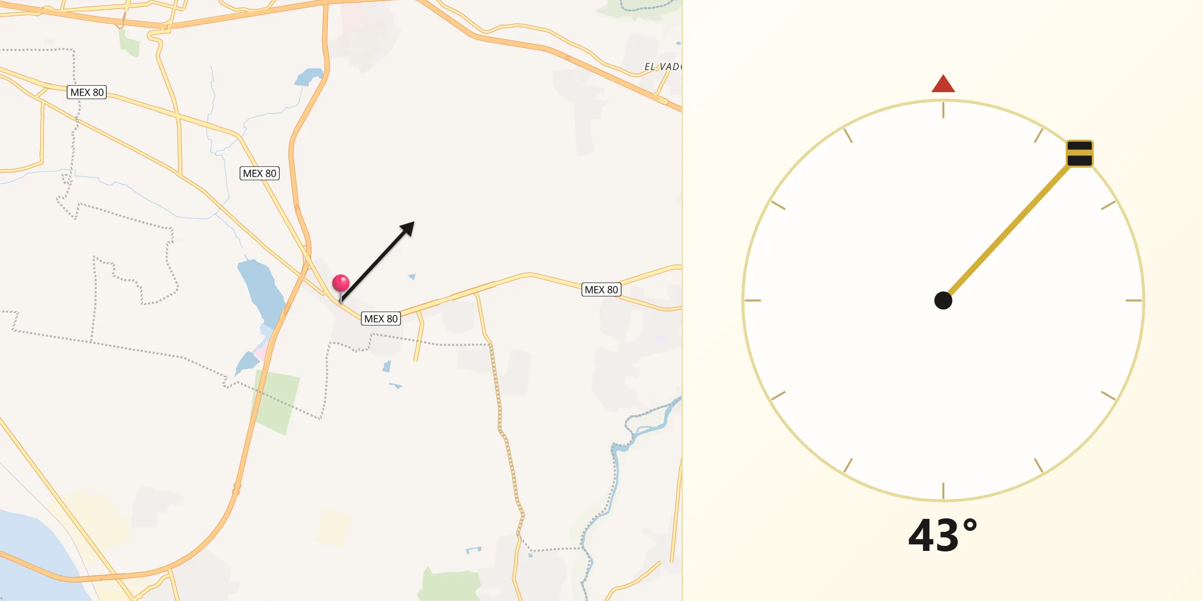 Dirección de la Qibla desde La Punta