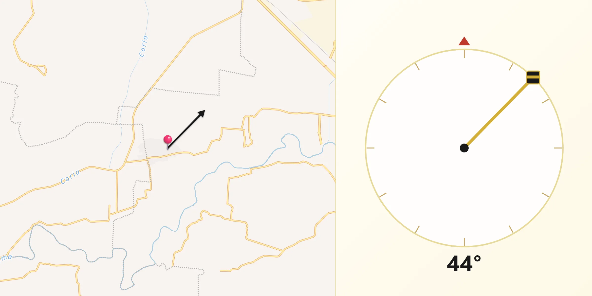 Dirección de la Qibla desde Loma Pelada