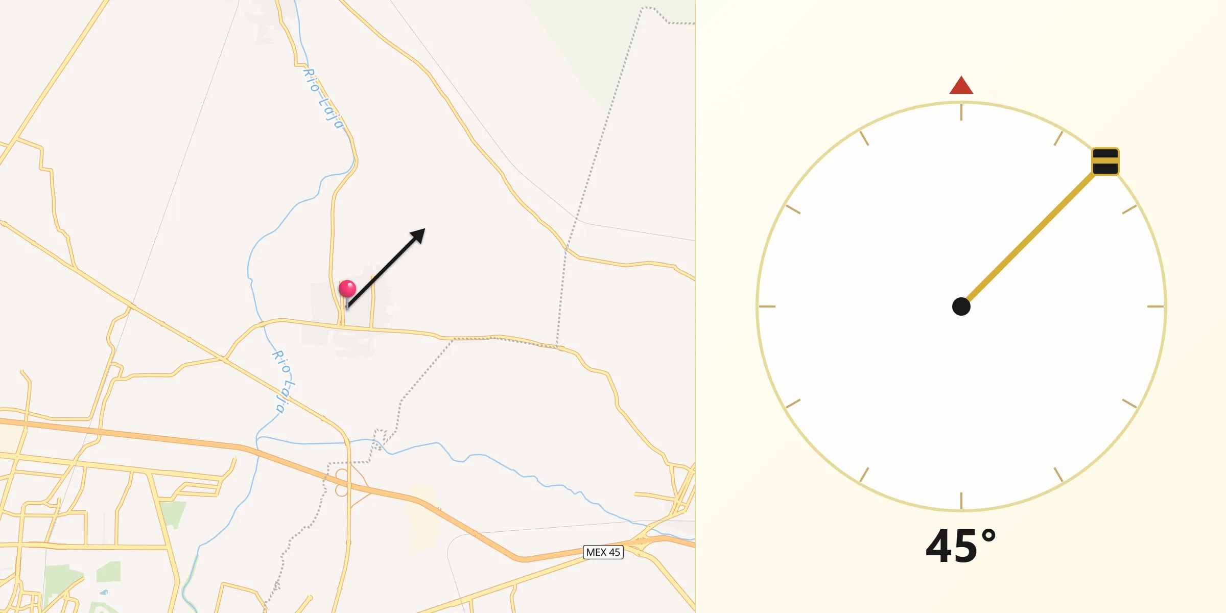 Dirección de la Qibla desde San Miguel Octopan